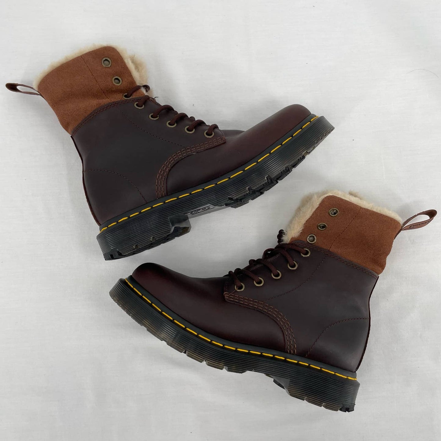 Dr. Marten’s 1460 Kolbert Boots Brown Oiled Leather Faux Fur Lined Winter Style Size 6