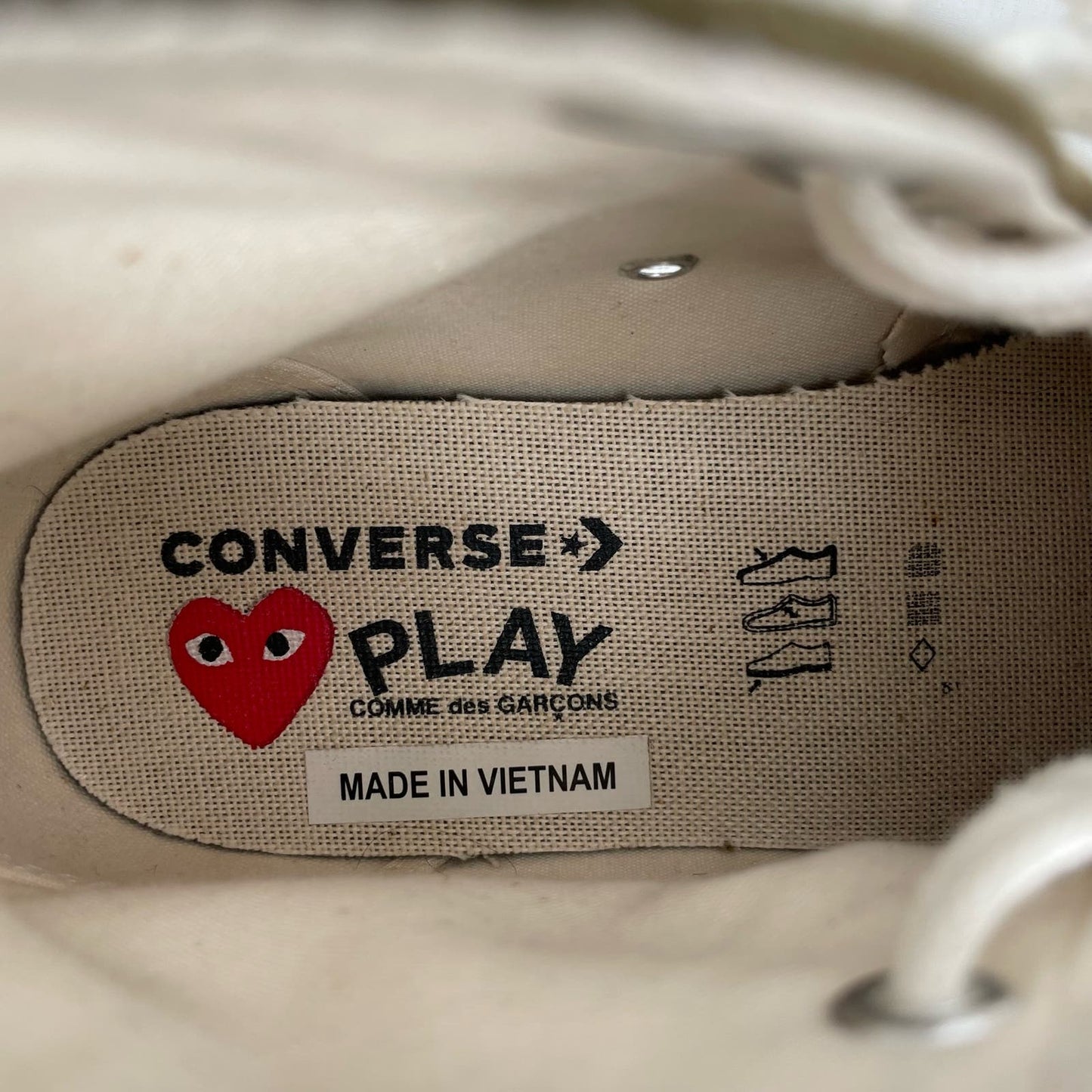 Converse X Comme des Garcons Play Chuck Taylor Multi Heart Khaki Sneaker Shoes Size 7