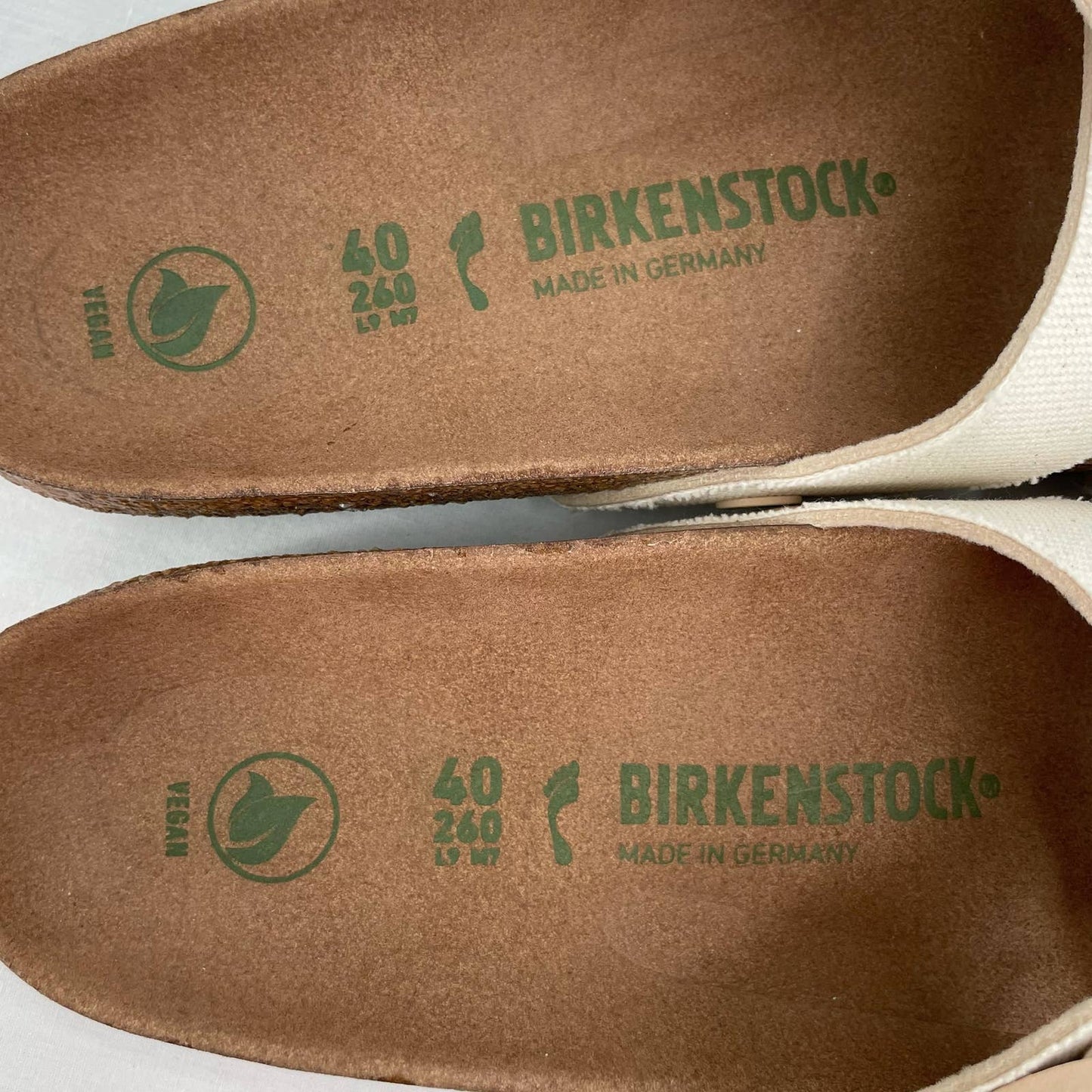 Birkenstock Siena Canvas Ivory Eggshell Vegan Sandals Cross Strap Buckle Slides Size EU 40 | US 9
