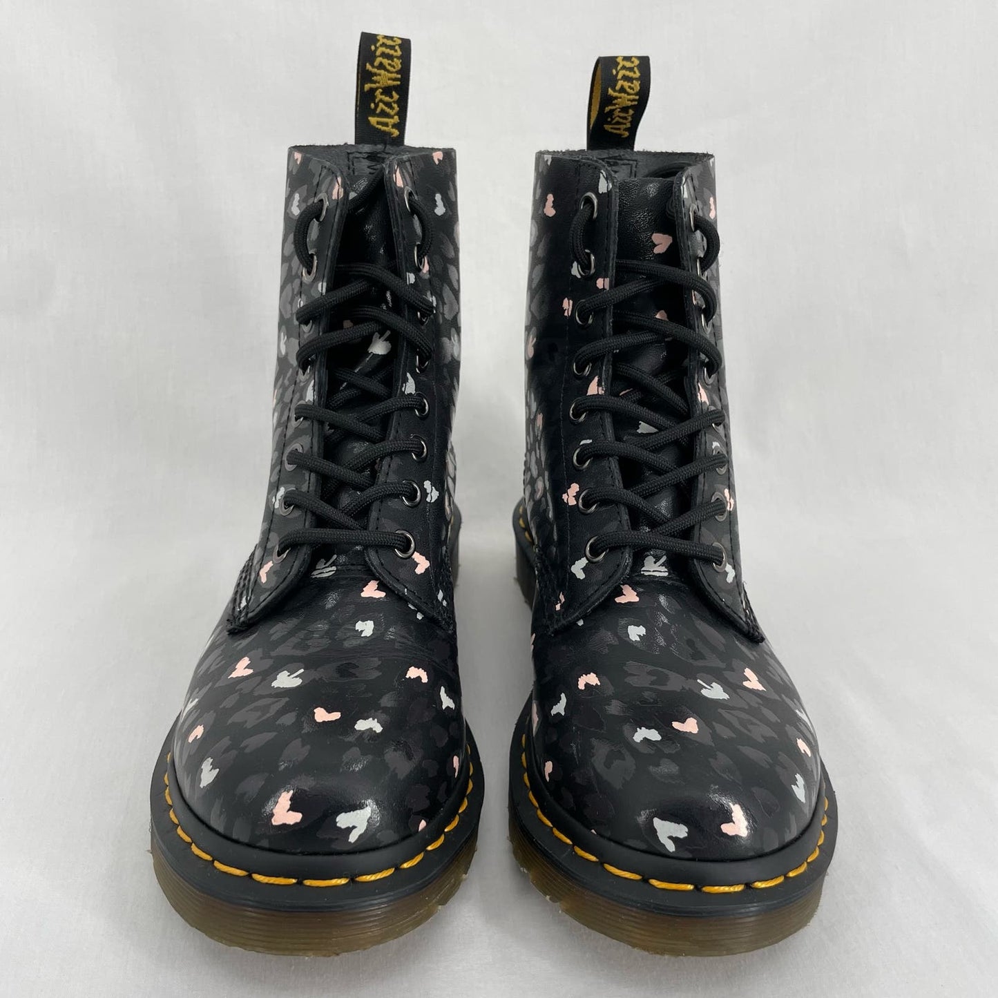 Dr. Martens 1460 Pascal Wild Hearts Printed Black Boots Custom Chaos Backhand Size 7