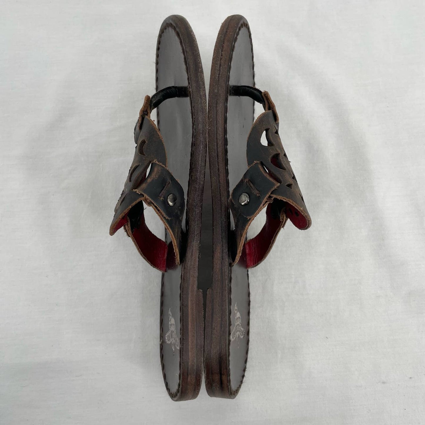 Freebird by Steven Vallarta Celestial Dark Brown Leather Thong Style Sandals Size 7