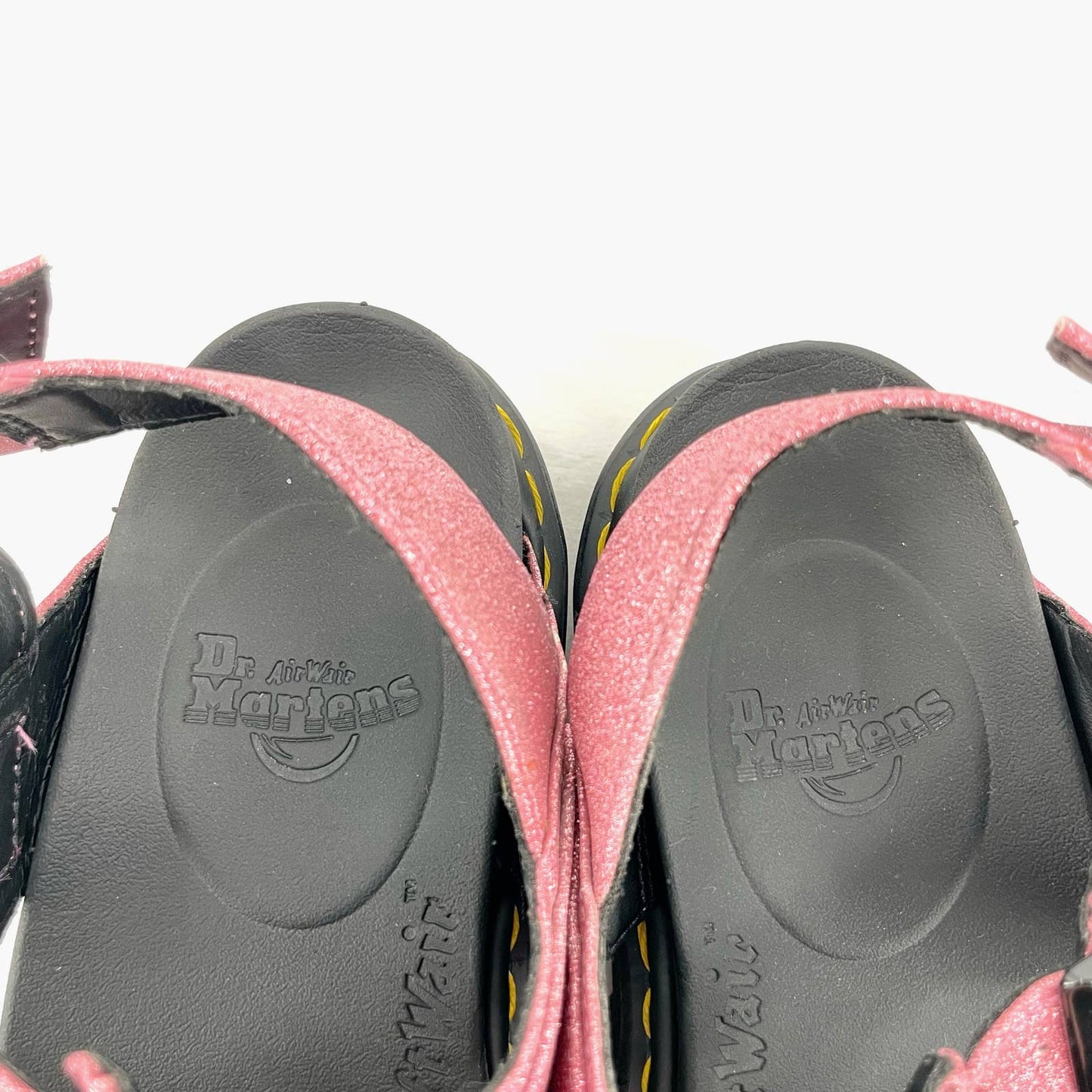 Dr. Martens Voss Sandals Pink Fine Glitter Chunky Sole Platform Buckle Straps Size 8