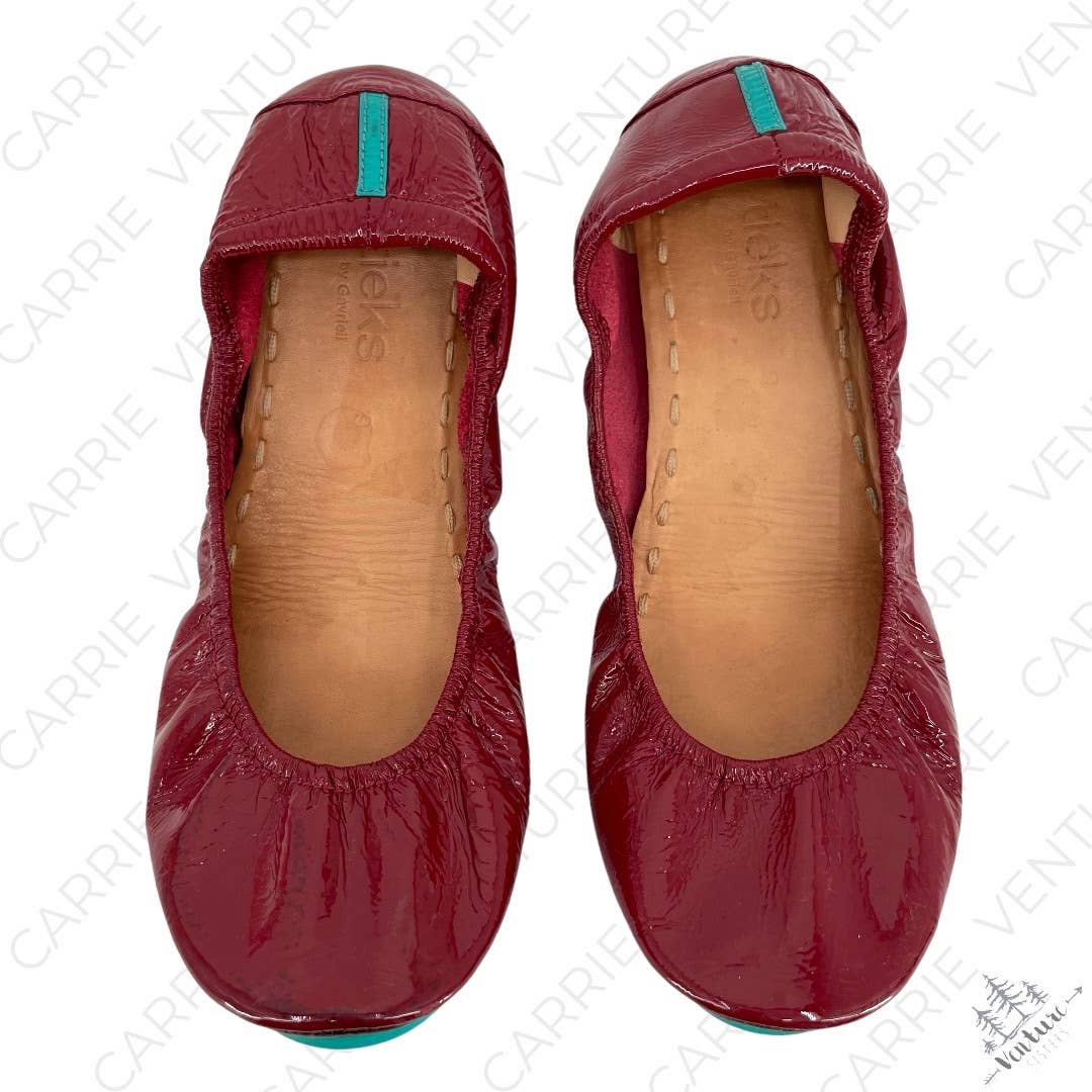 Tieks Ruby Red Patent Leather Ballet Flats Classic Foldable Travel Shoes Size 9