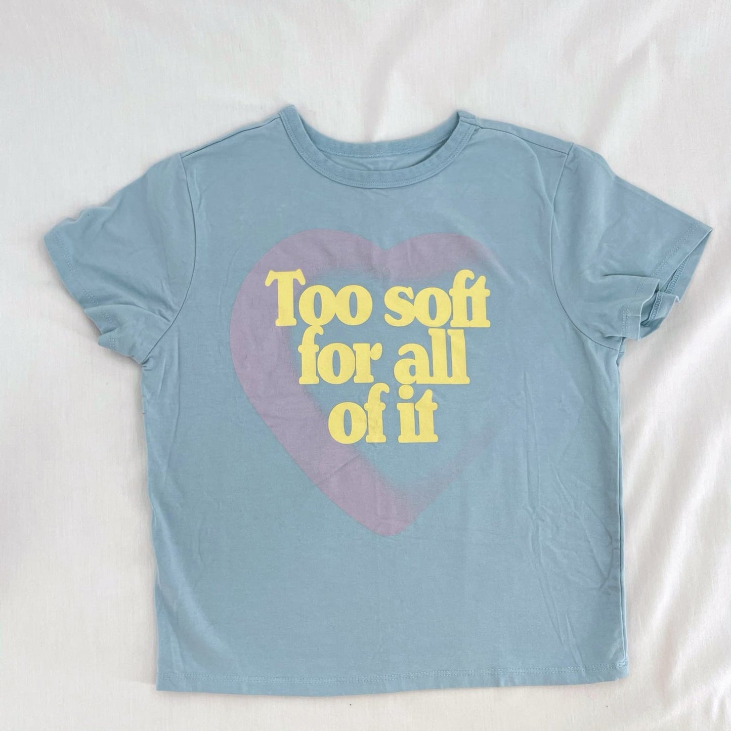 Taylor Swift Blue Baby Tee Too Soft For All Of It Sweet Nothing Midnights Heart Size M