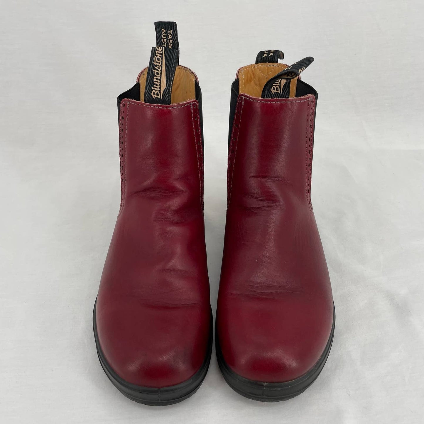Blundstone Red Leather High Top Brogue Chelsea Boots Burgundy Redwood Maroon Size AU 6 | US 9