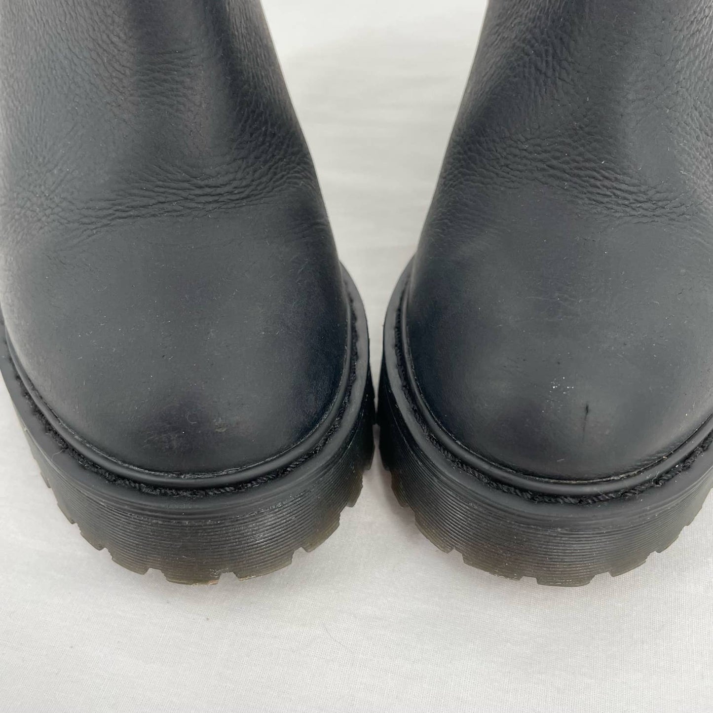 Dr. Martens Magdalena Black Blackout Monochromatic Leather Heeled Ankle Boots Size 7