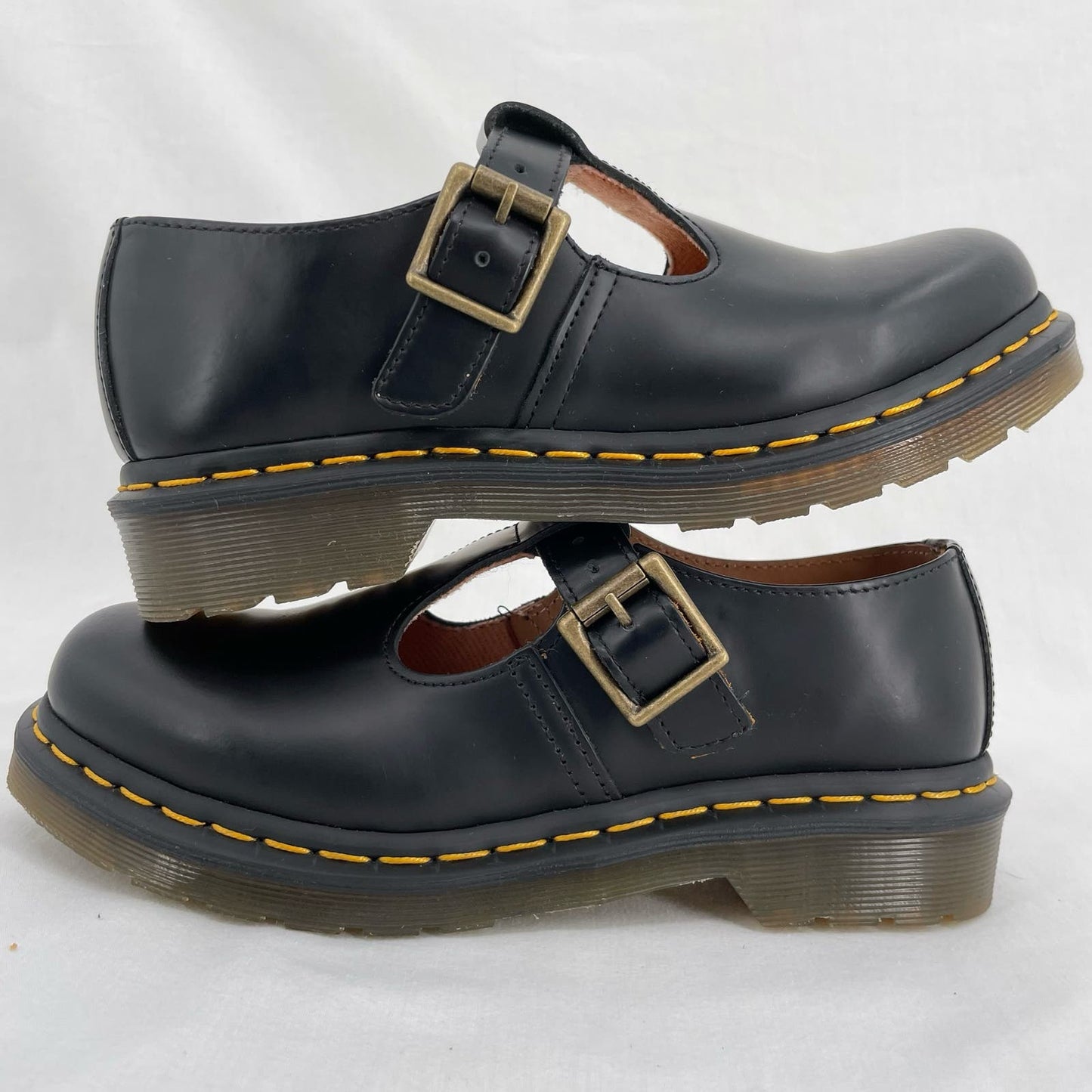 Dr. Martens Polley Mary Jane Black Smooth Leather Classic Academia Style Shoes Size 6
