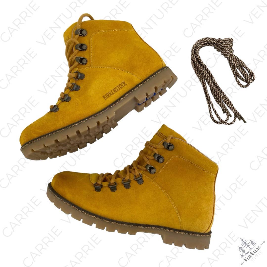 Birkenstock Jackson Boot Lace Up Ochre Yellow Suede Nubuck Narrow Size EU 38 | US 7