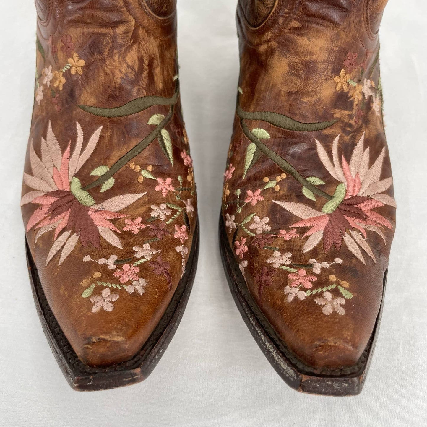 Old Gringo Ellie Boot Low Western Cowboy Cowgirl Floral Leather Brass Brown Size 8.5
