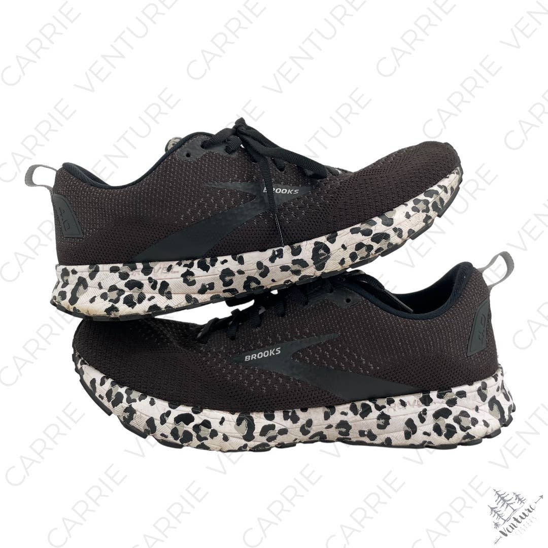 Brooks Revel 4 Running Shoes Wild Collection Snow Leopard Animal Print Black Size 10