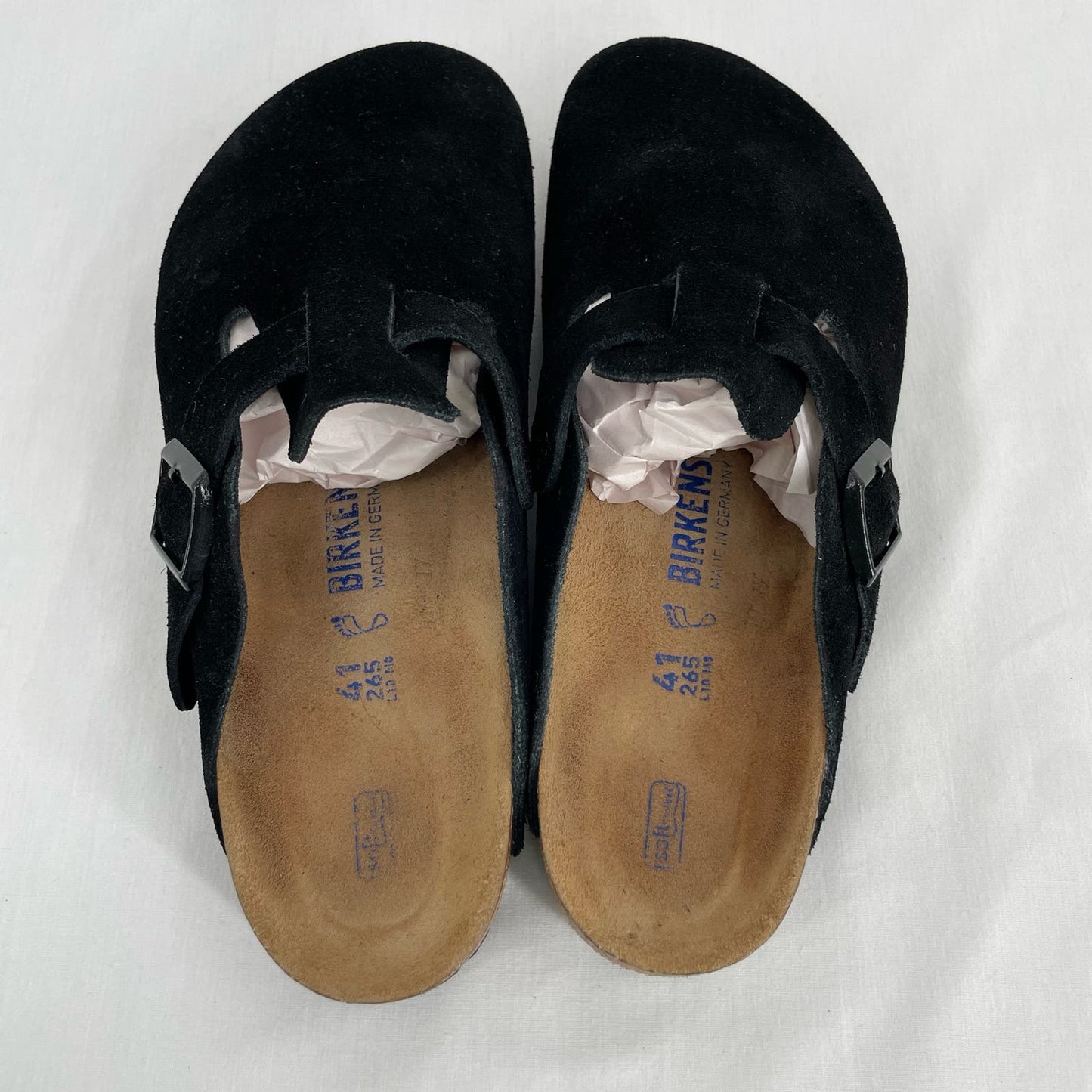 Birkenstock Black Suede Boston Clogs Soft Leather Slip On Shoe Unisex Size EU 41