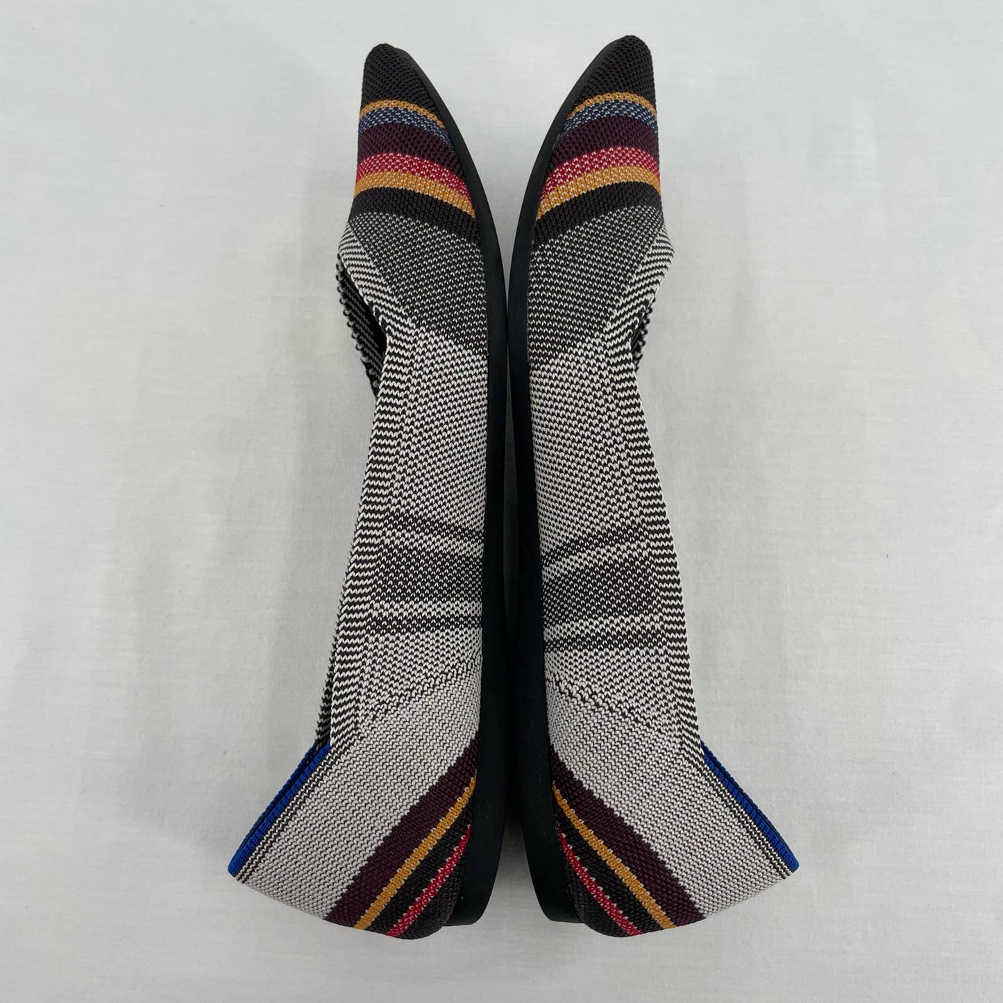 Rothy’s The Point VIB Inverse Stripe Multicolored Striped Flats Comfort Shoes Size 9