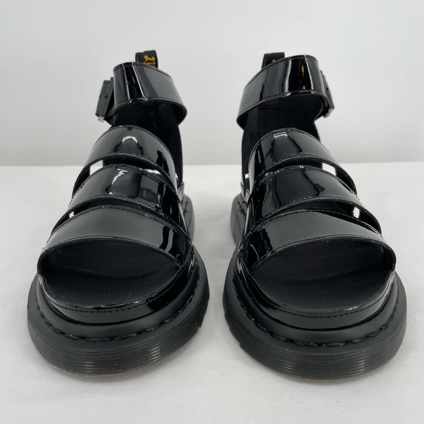 Dr. Martens Clarissa II Black Patent Leather Sandals Goth Grunge Summer Size 9