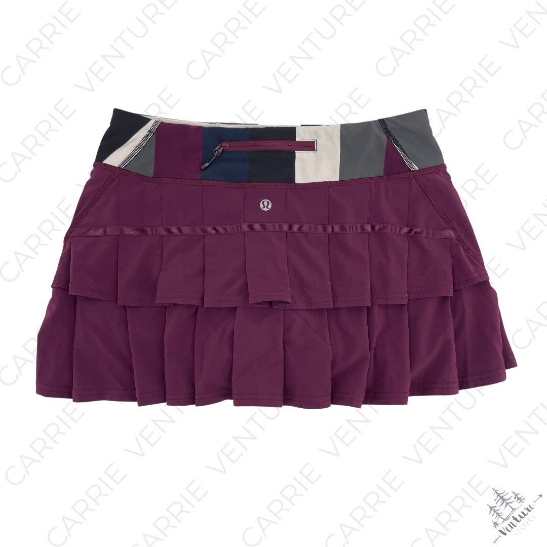 Lululemon Pace Setter Plum Pow Stripe Active Skort Tennis Skirt Golf Running Size 6