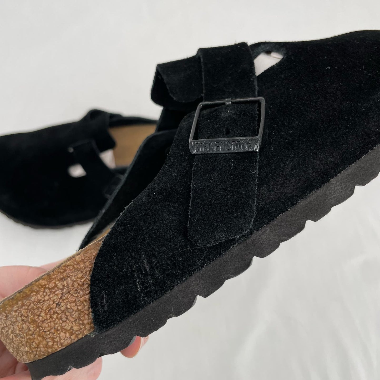 Birkenstock Black Suede Boston Clogs Soft Leather Slip On Shoe Unisex Size EU 41