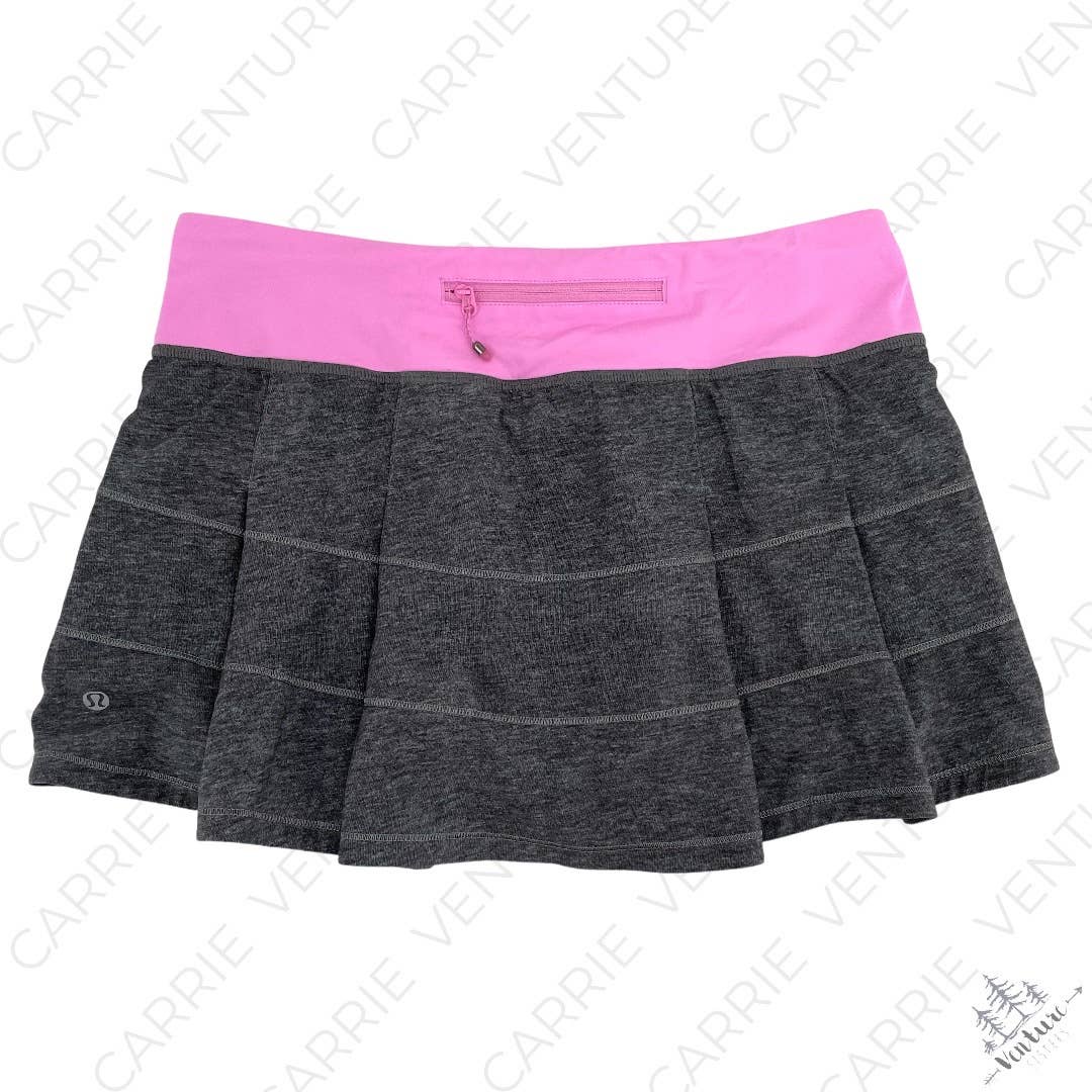Lululemon Pace Rival II Skirt Heathered Deep Coal Tennis Skort Gray Grey Pink Size 6