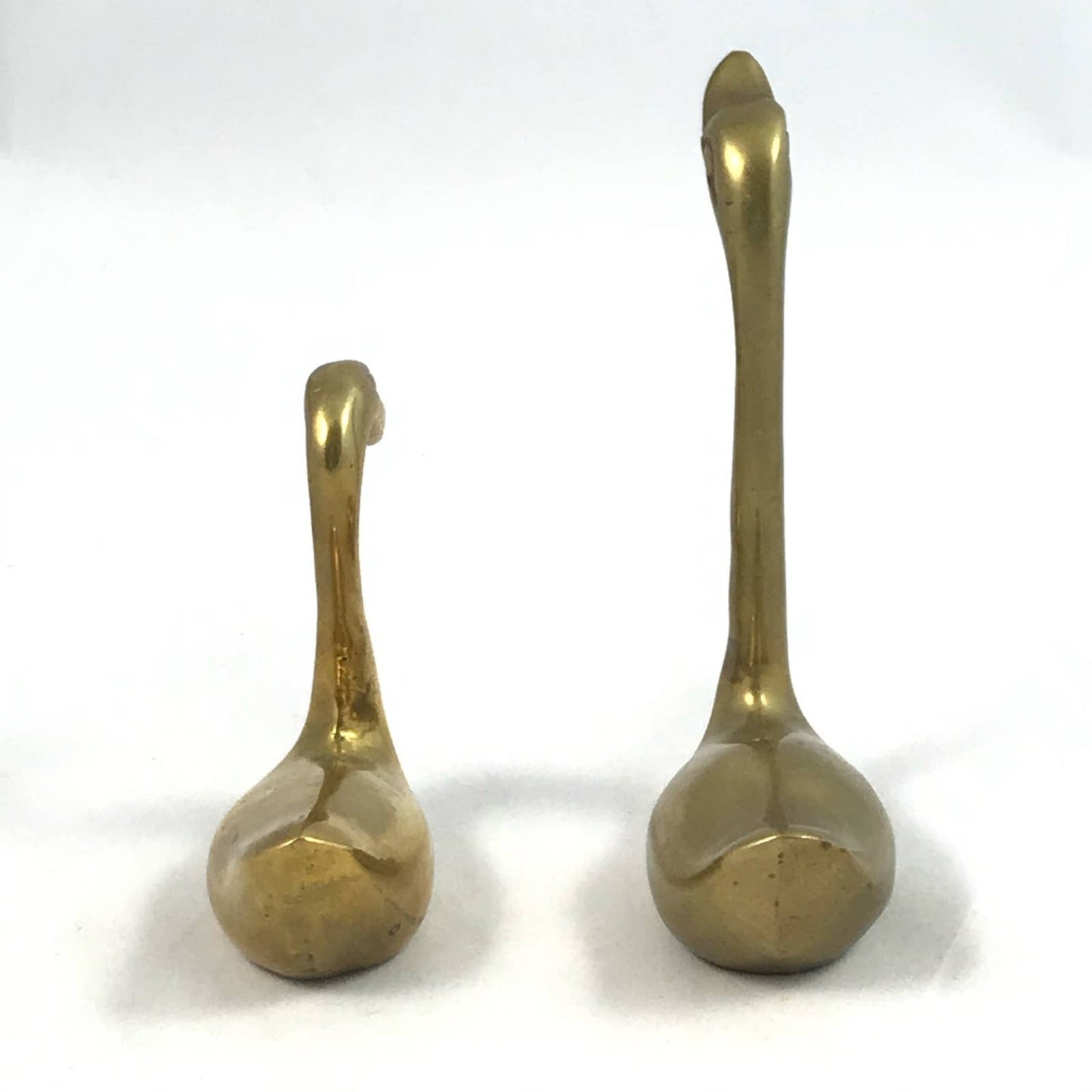 Vintage Brass Swan Pair Sleek Mid-Century Modern Home Decor Gold Birds Set of 2