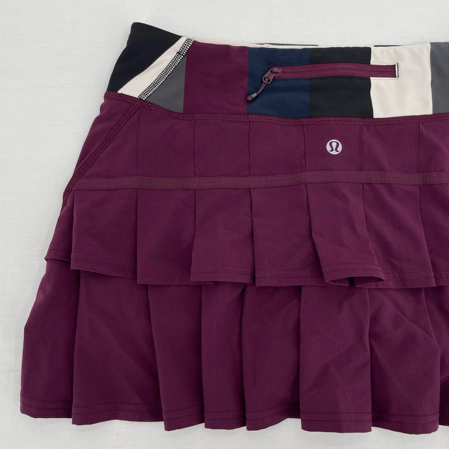 Lululemon Pace Setter Plum Pow Stripe Active Skort Tennis Skirt Golf Running Size 6