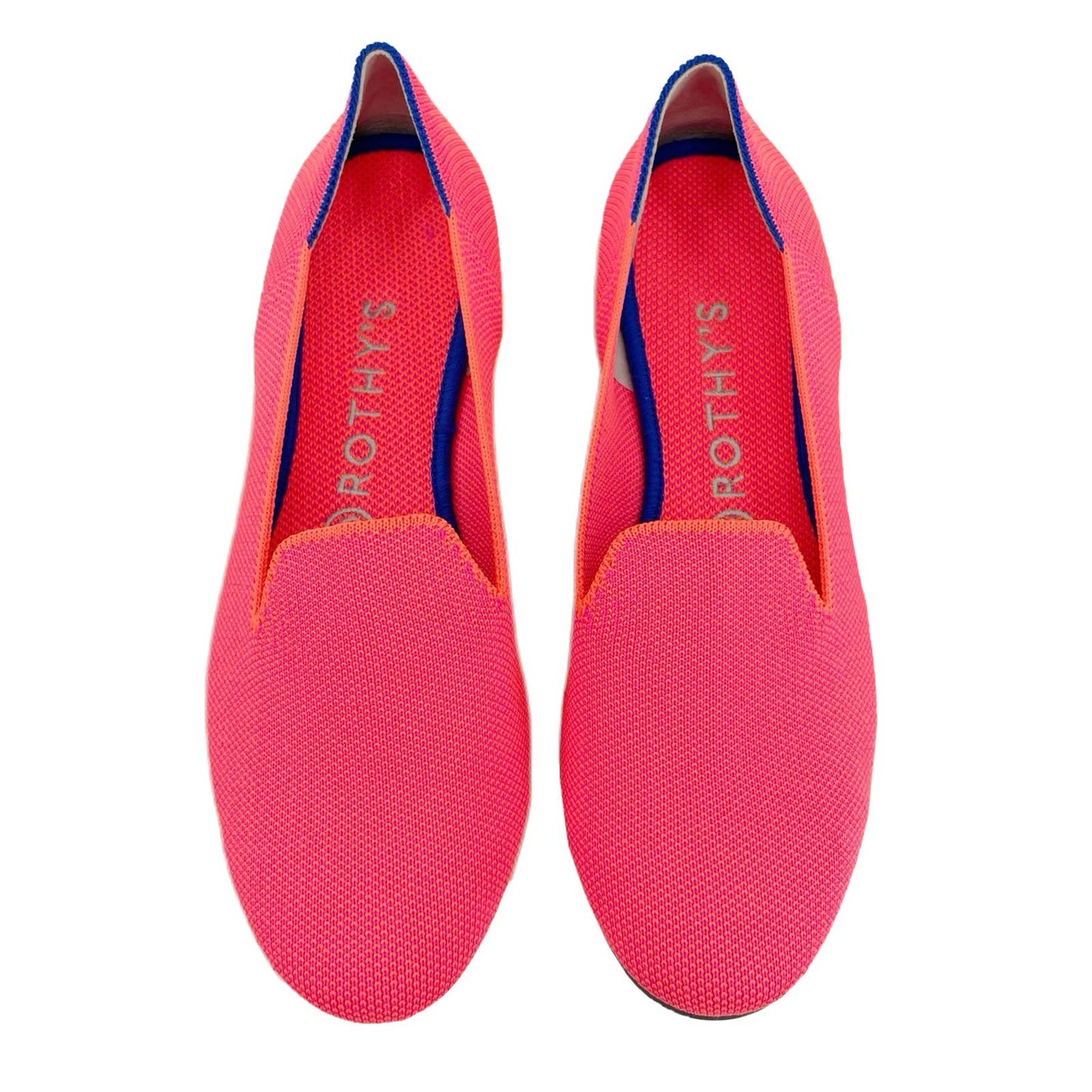 Rothy’s The Loafer Flamingo Hot Pink Neon Orange Smoking Flats Slip On Shoes Size 8