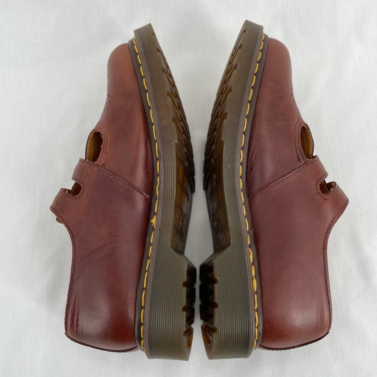 Dr. Martens Mary Jane Brown Smooth Leather Double Buckle Oxford Classic Shoes Size 8
