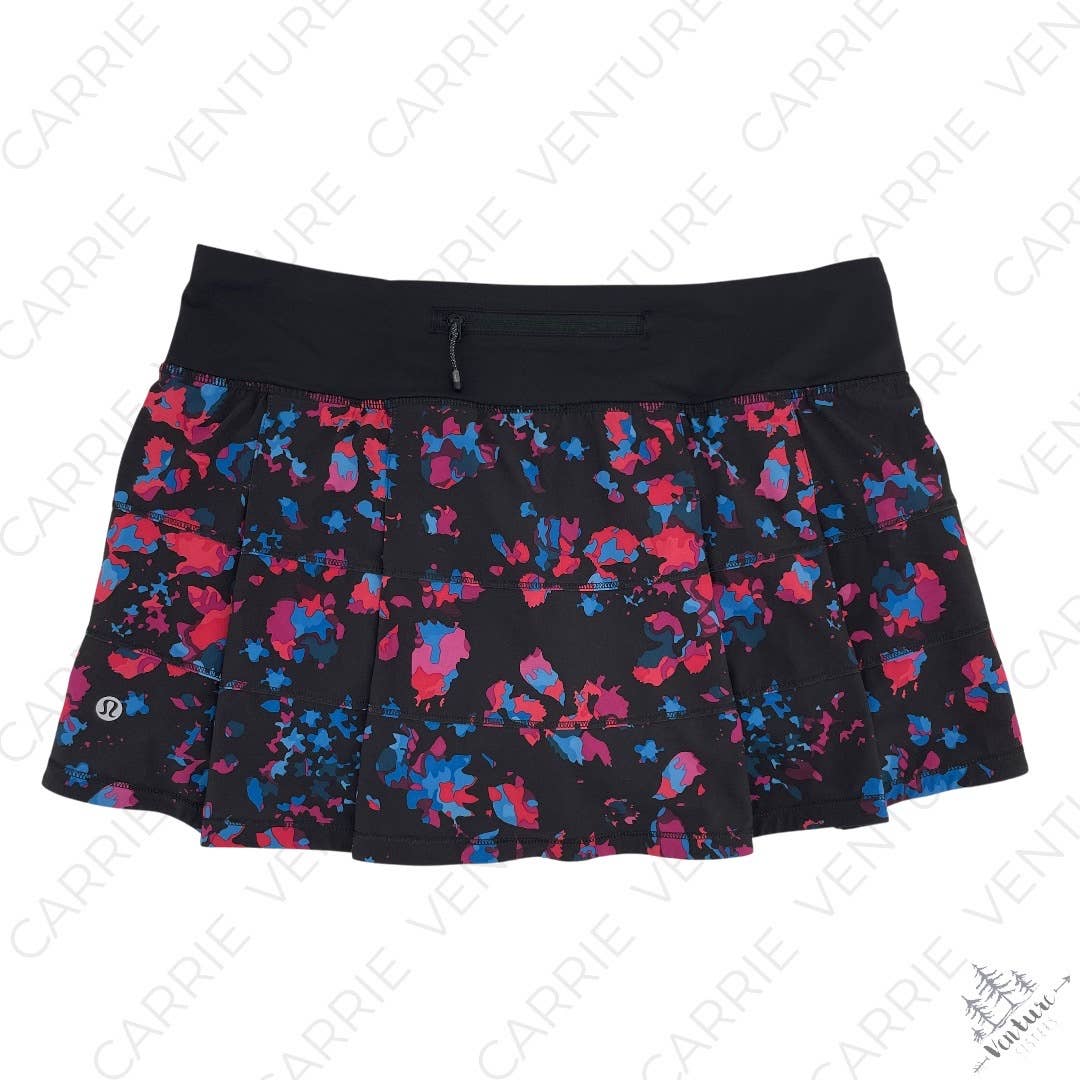 Lululemon Pace Rival II Dandy Digie Multi Black Pink Blue Print Athletic Skirt Size 8