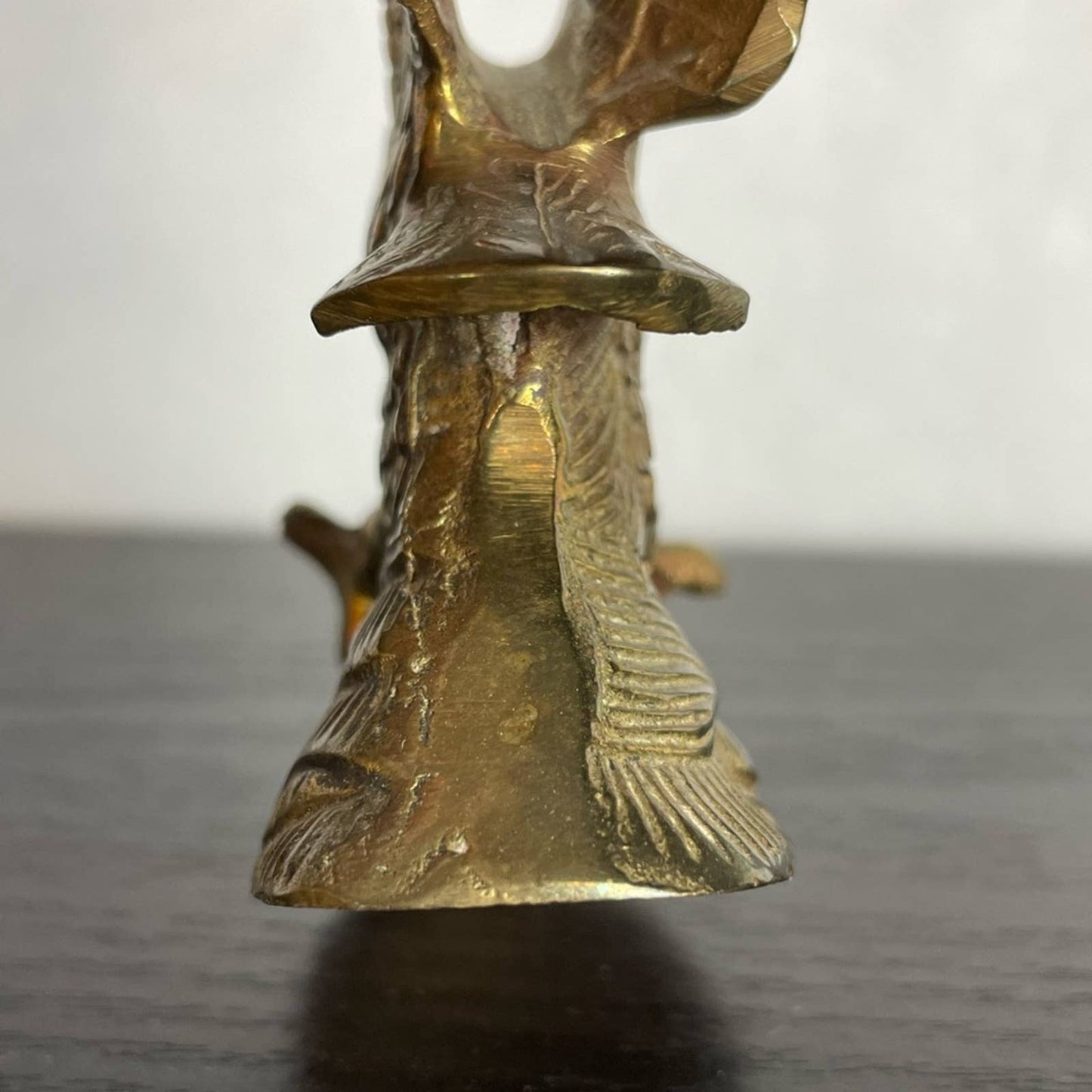 Vintage Brass Eagle Figurine Flying Soaring Bald Golden