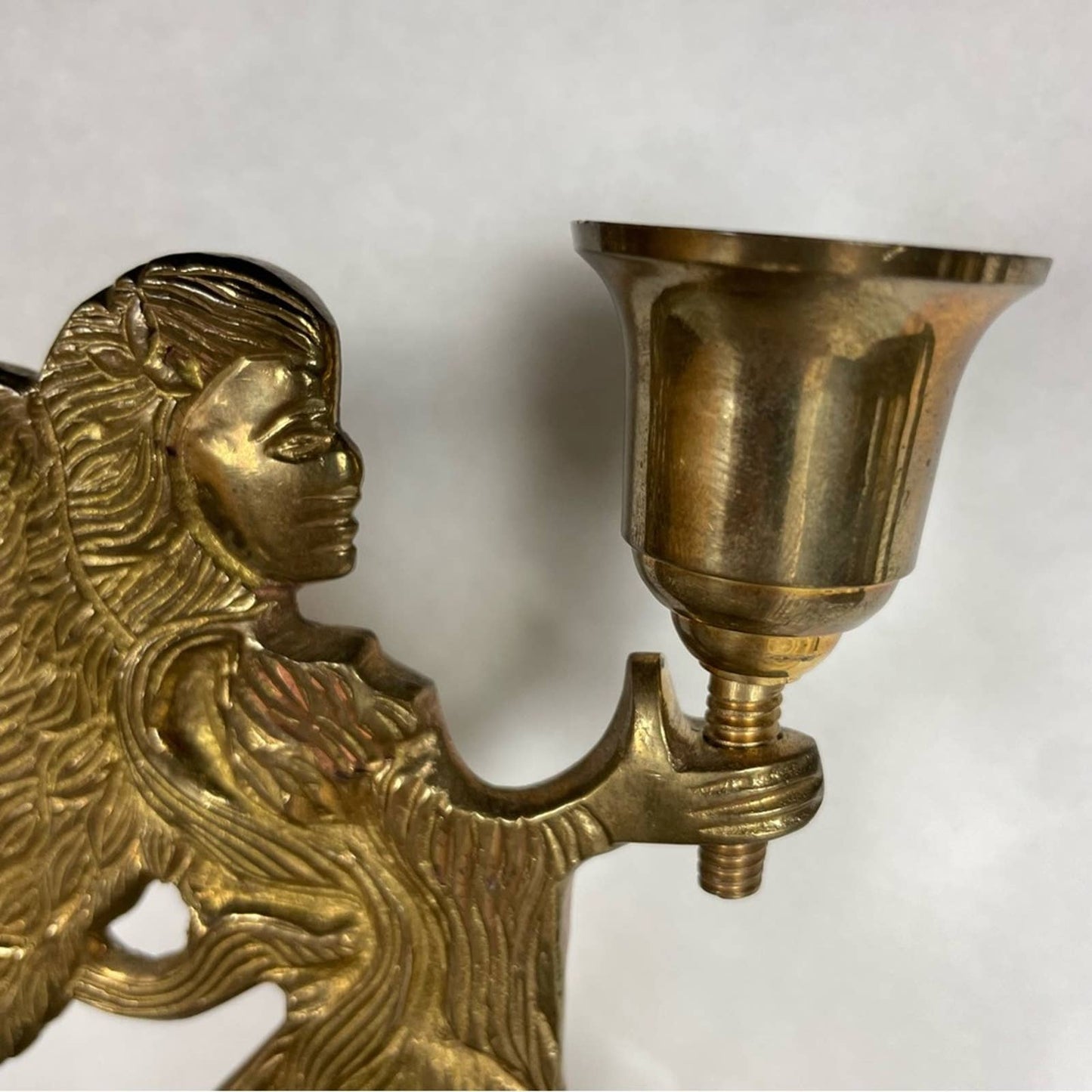 Vintage Brass Angel Candleholder Jainson Ornate Christmas Winter Holiday