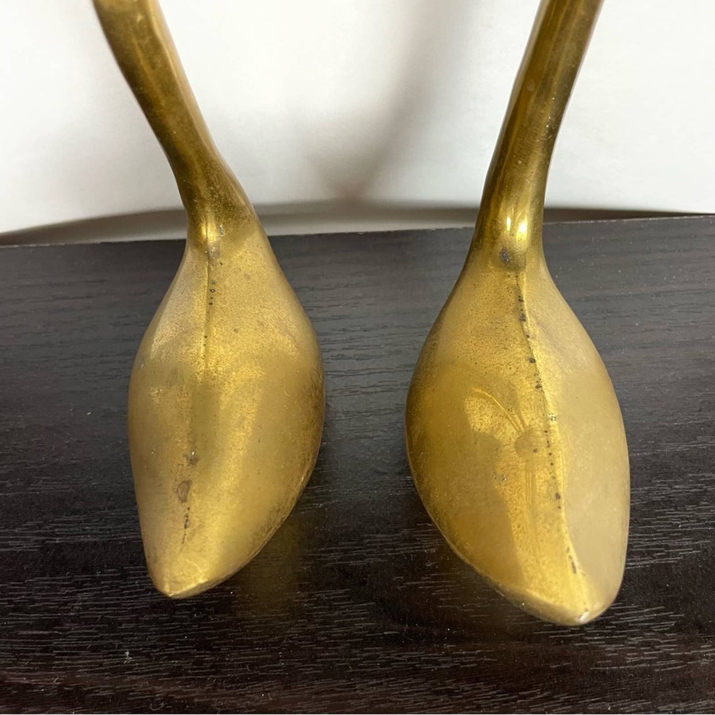 Vintage Brass Elegant Swan Pair Large Mid-Century Modern Decor Curio Figurines