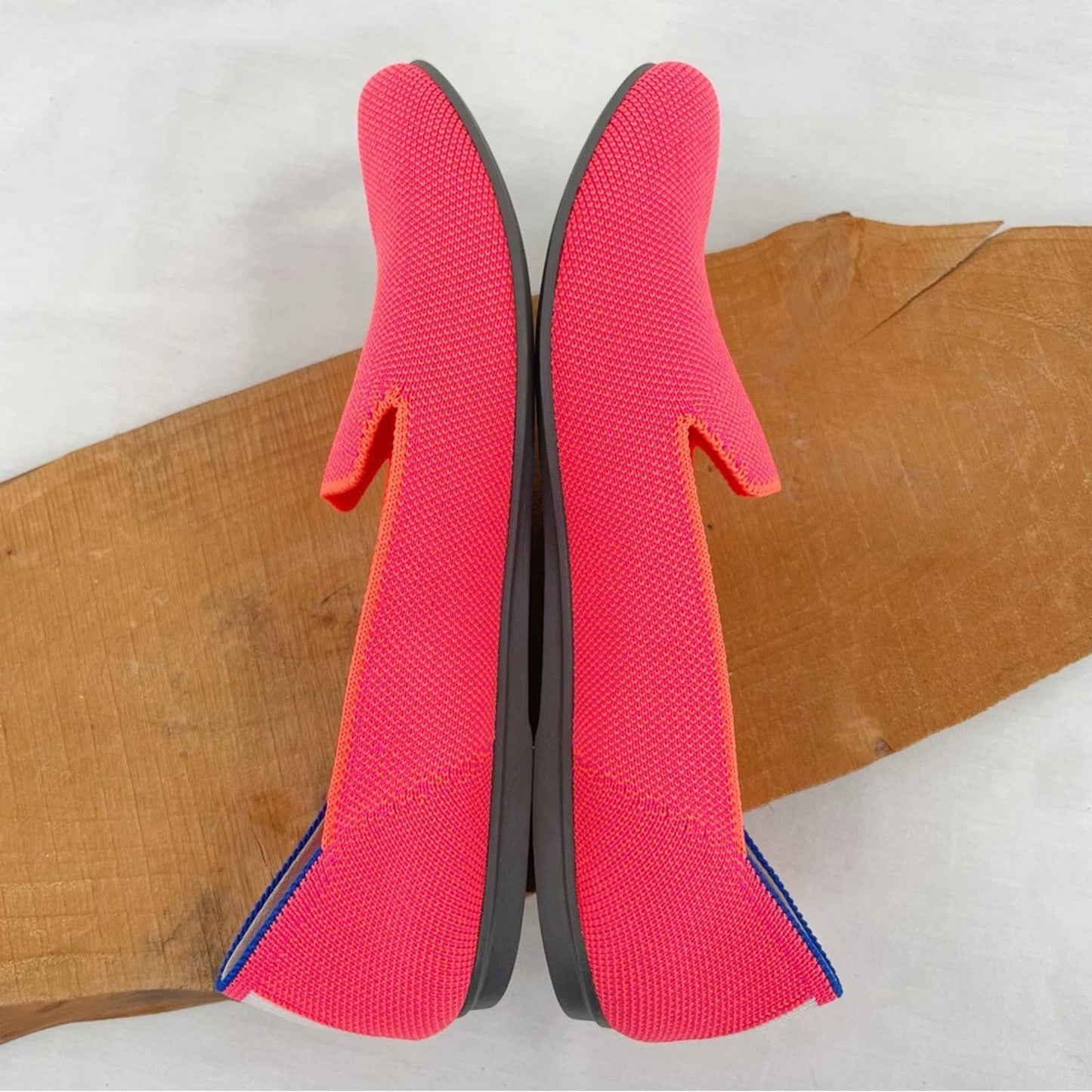 Rothy’s The Loafer Flamingo Hot Pink Neon Orange Smoking Flats Slip On Shoes Size 8