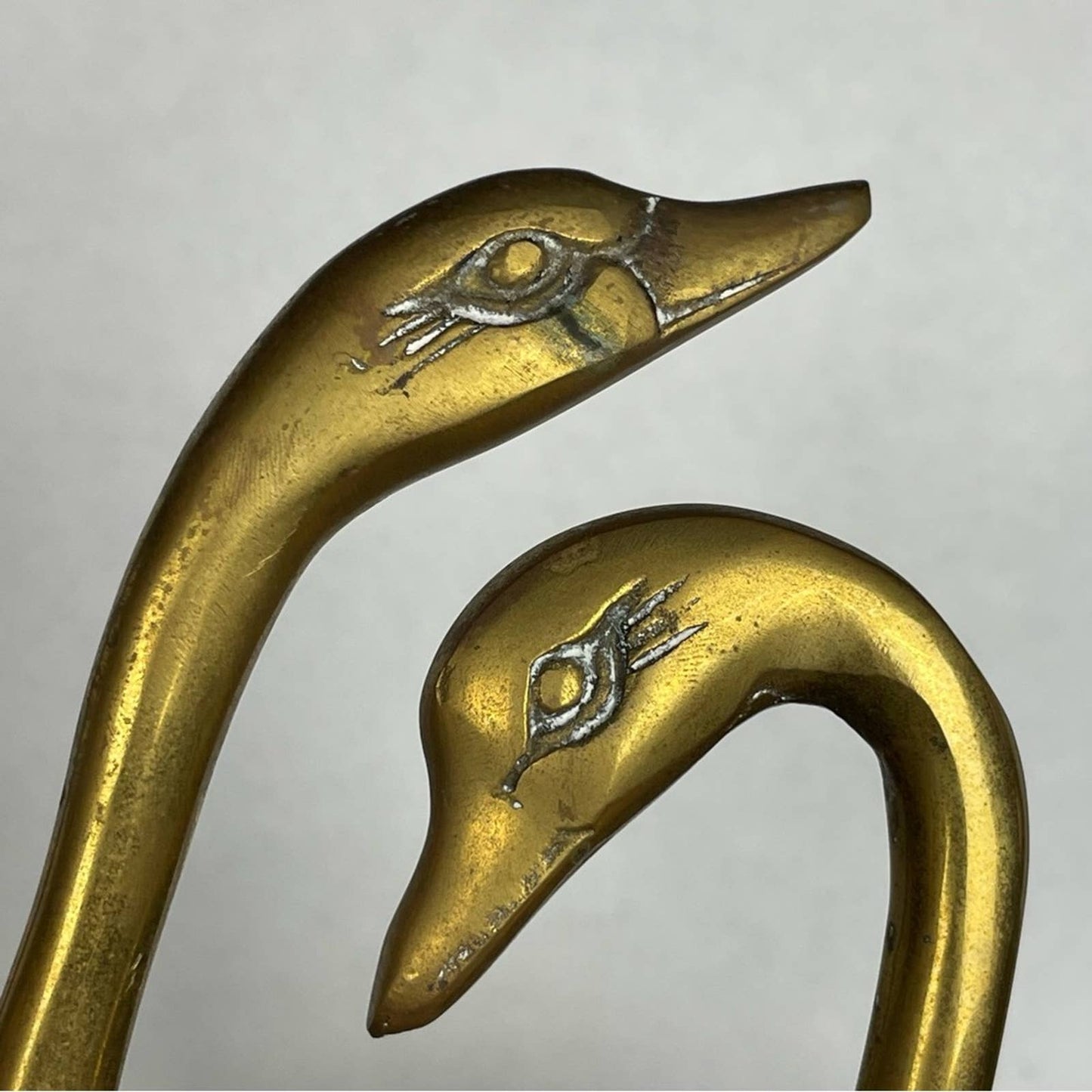 Vintage Brass Elegant Swan Pair Large Mid-Century Modern Decor Curio Figurines