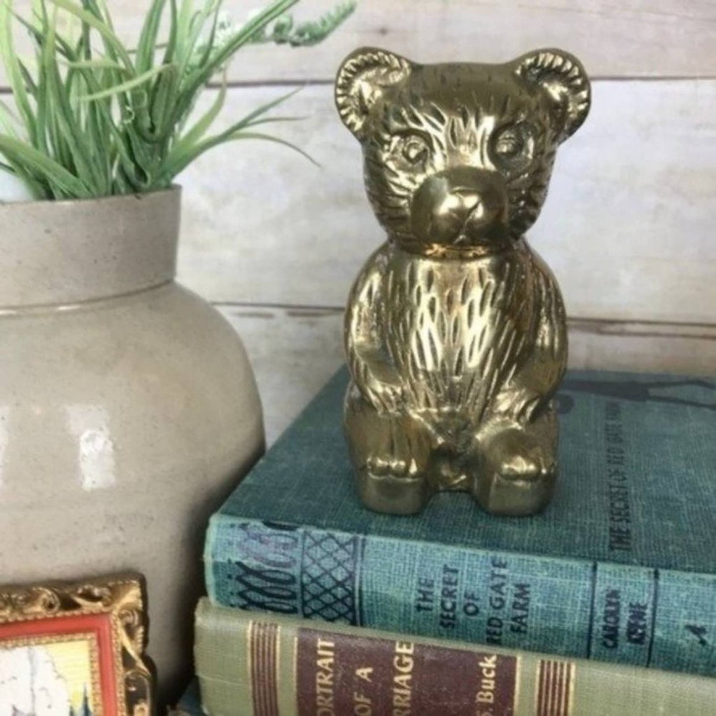 Vintage Brass Bear Sitting Teddy Mid-Century MidMod Traditional Style Home Decor