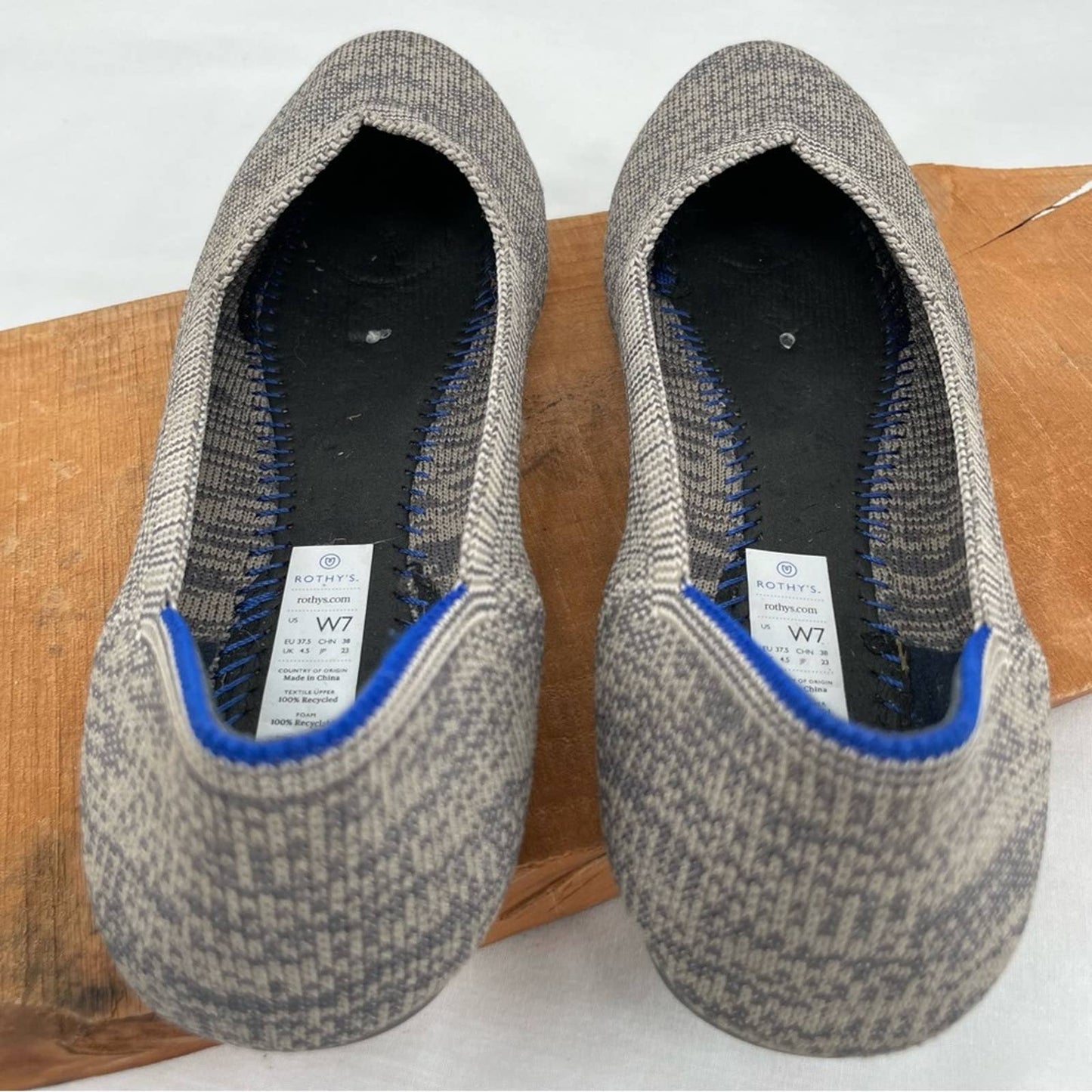 Rothy’s The Flat Taupe Heather Grey Heathered Neutral Round Toe Slip On Shoes Size 7