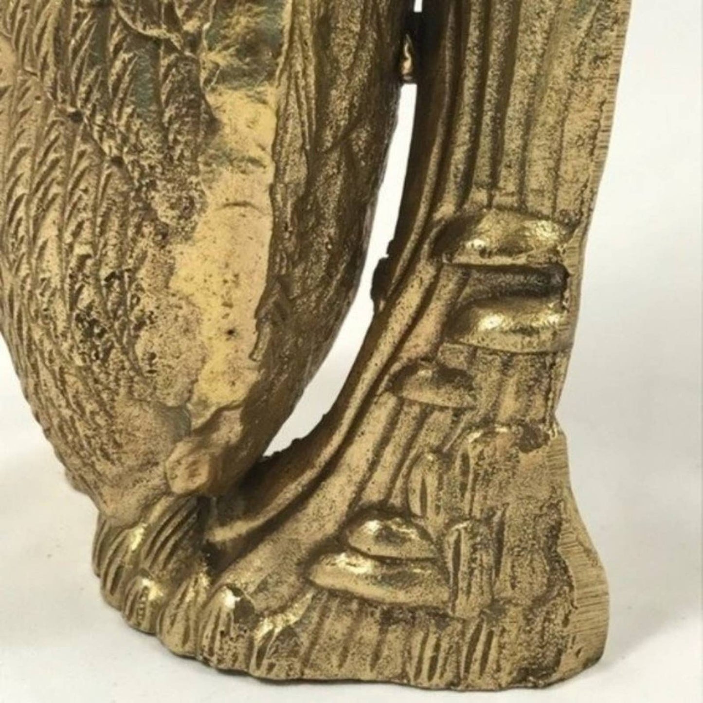 Rare Vintage Brass Owl Big Perched Owl & Tree Gold Office Shelf Cast Figurine