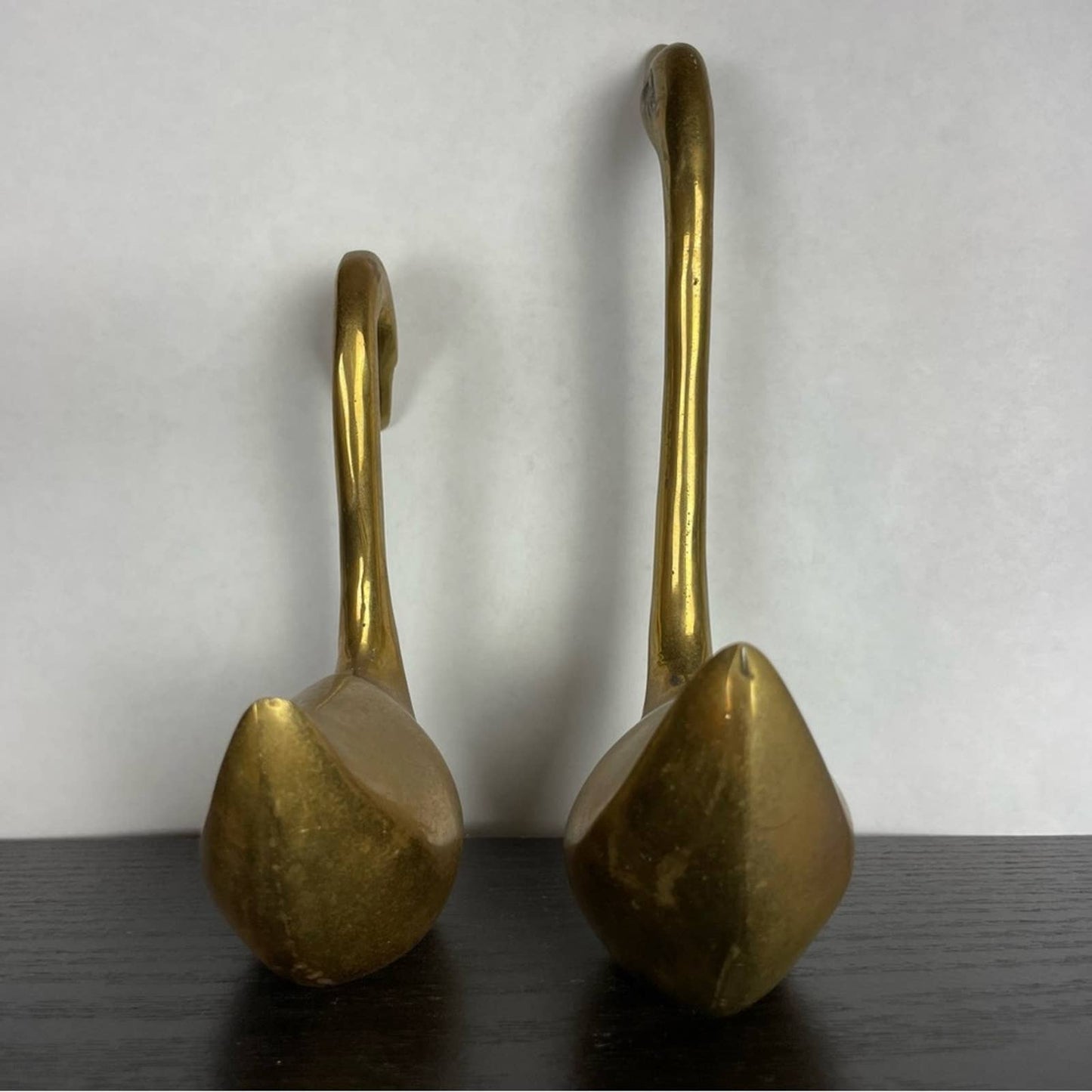 Vintage Brass Elegant Swan Pair Large Mid-Century Modern Decor Curio Figurines