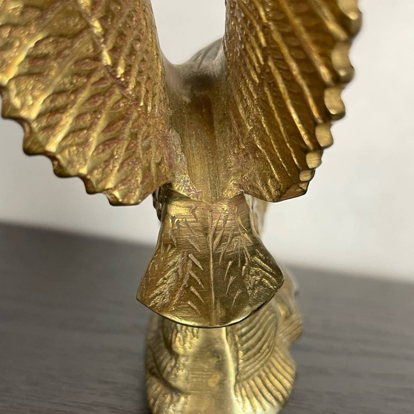 Vintage Brass Eagle Figurine Flying Soaring Bald Golden