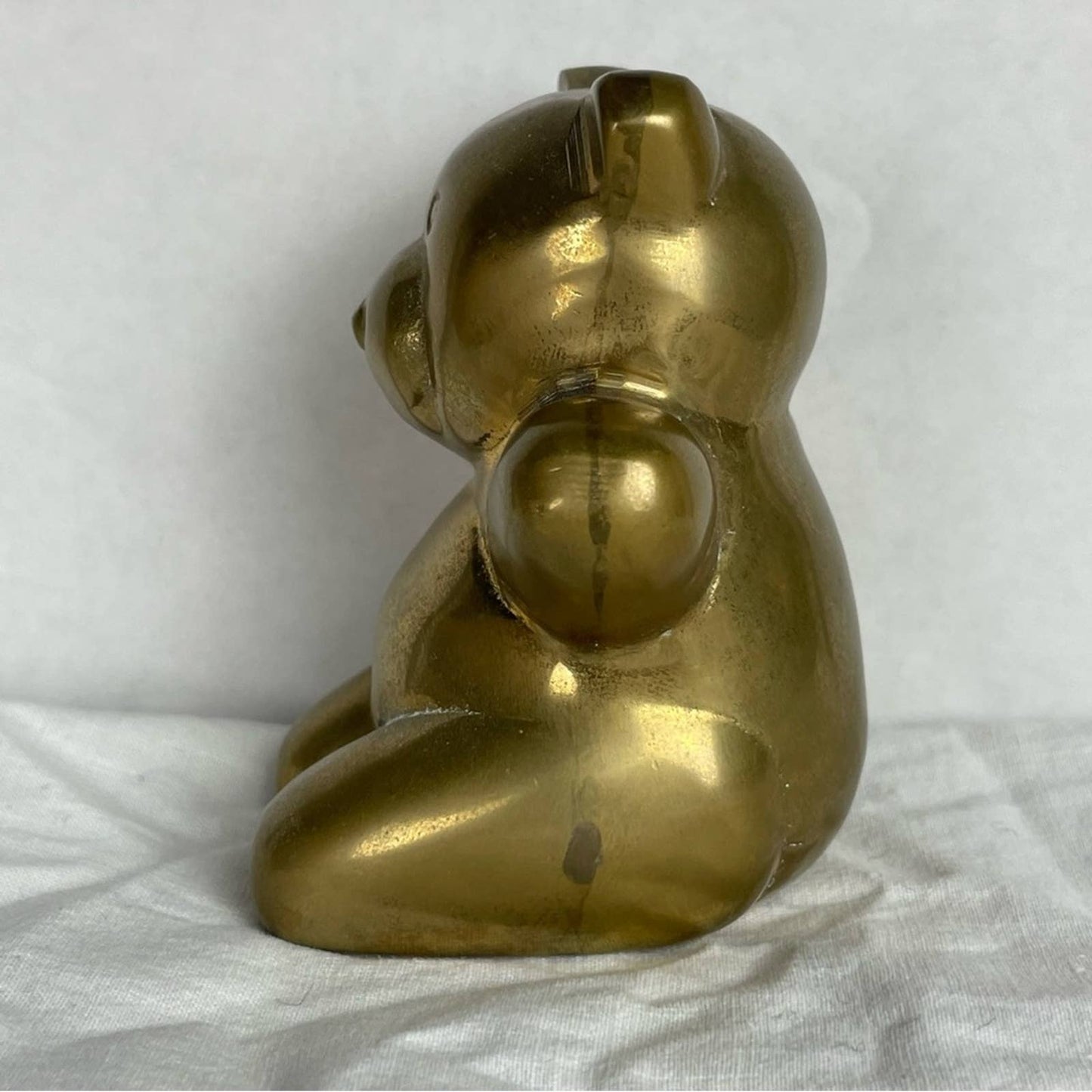 Vintage Brass Bear Adorable Chubby Teddy Figurine Nursery Traditional Style