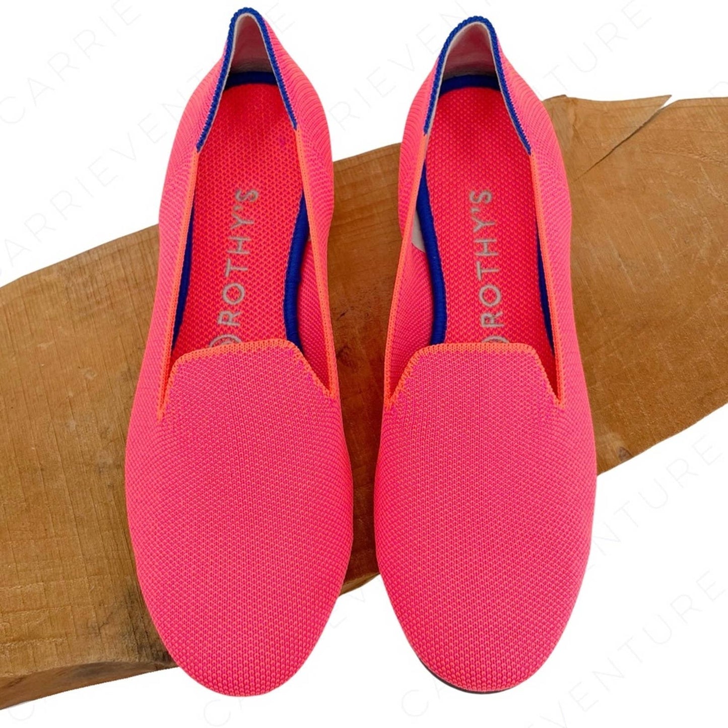 Rothy’s The Loafer Flamingo Hot Pink Neon Orange Smoking Flats Slip On Shoes Size 8