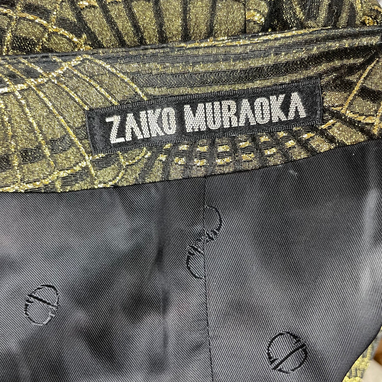 Vintage Zaiko Muraoka Metallic Gold Shiny Structured Fitted Blazer Dinner Jacket Size 6/8