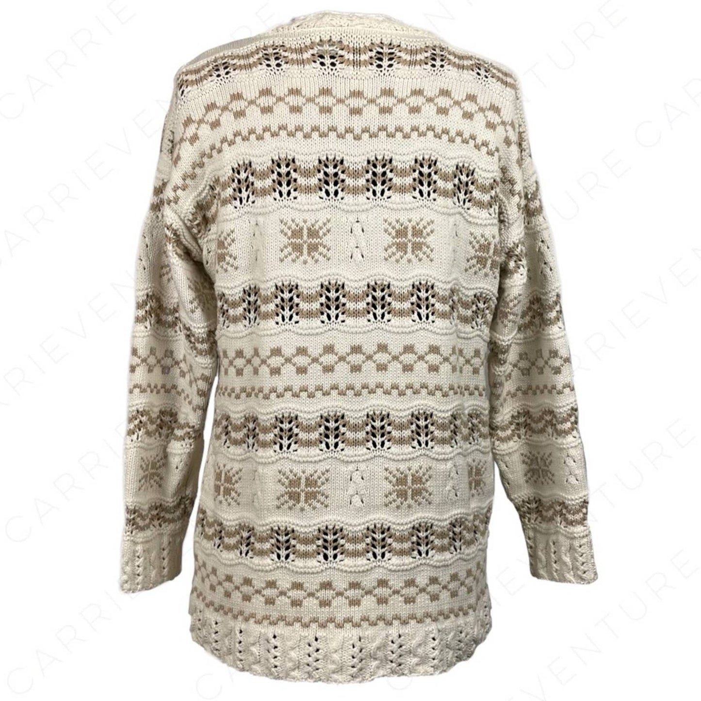 Vintage Lizsport Knit Sweater Winter Fair Isle Style Stripes Iridescent Sequins Size S