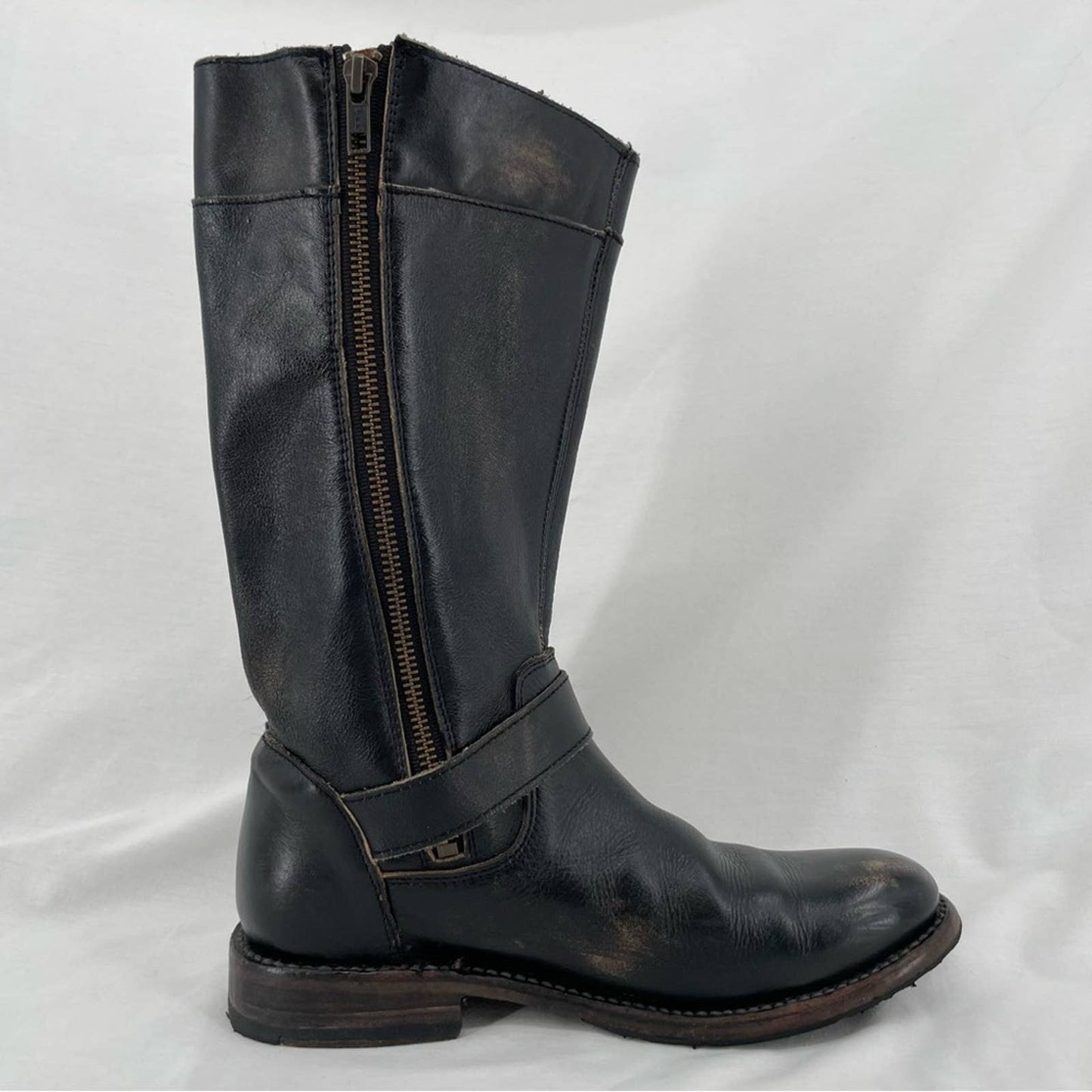 BED|STU Gogo Black Hand Washed Equestrian Engineer Double Zips Pirate Boots Size 7