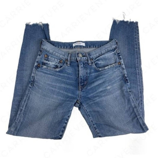 Moussy Vintage Tyrone Skinny Ankle Raw Hem Light Blue Jeans Mid-Rise Style 025ESC12-1110 Size 25