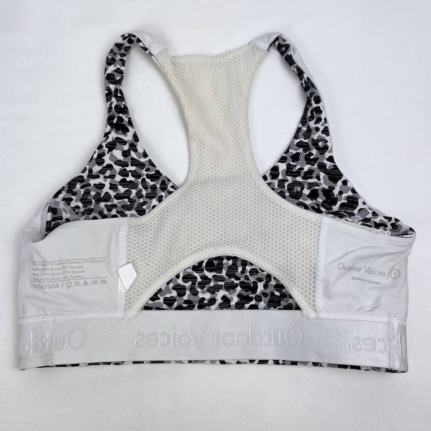 Outdoor Voices Doing Things Sports Bra Snow Leopard Animal Print Athletic Top Size S
