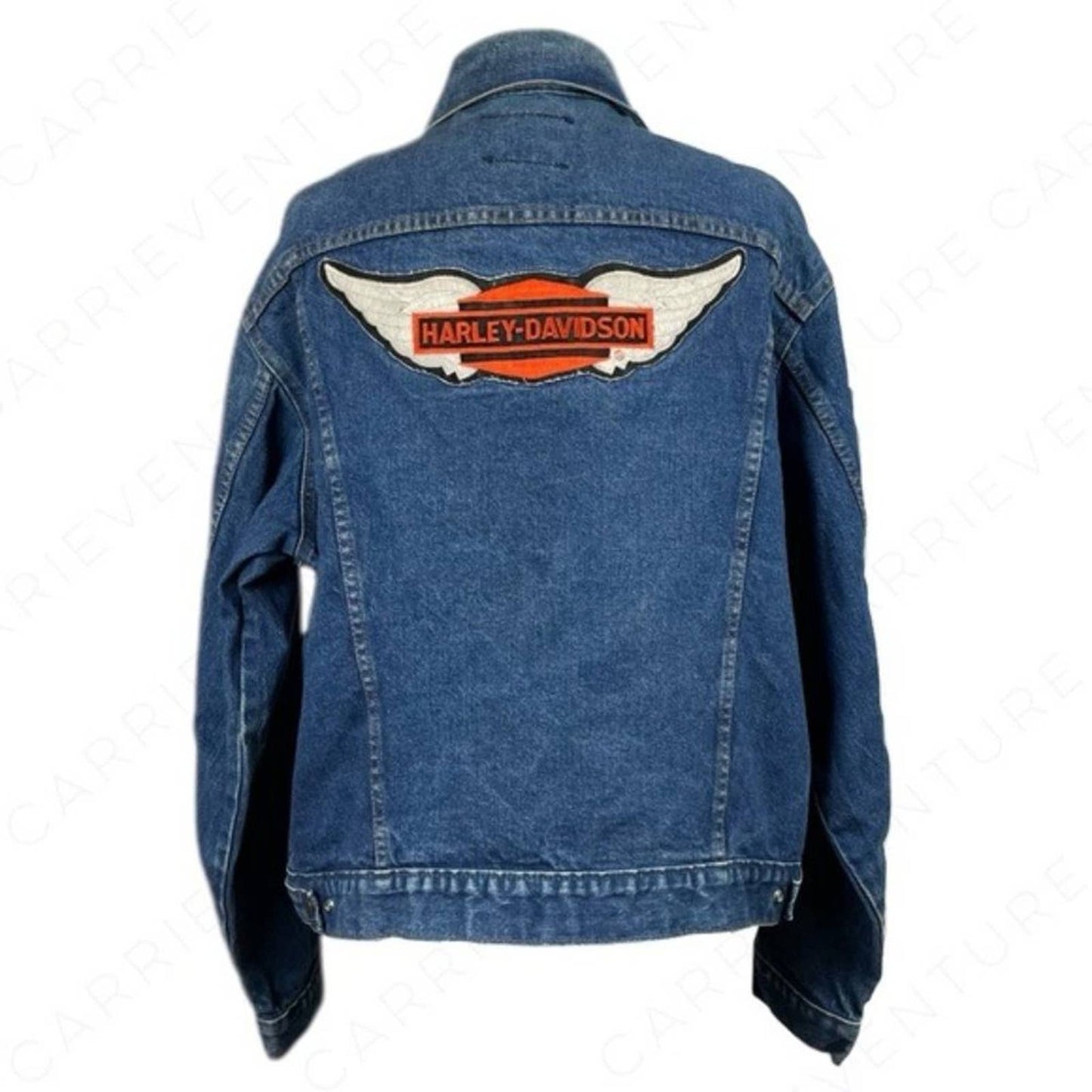 Vintage Harley-Davidson Saddle King 70s DIY Homemade Trucker Jean Jacket Size 48 Reg