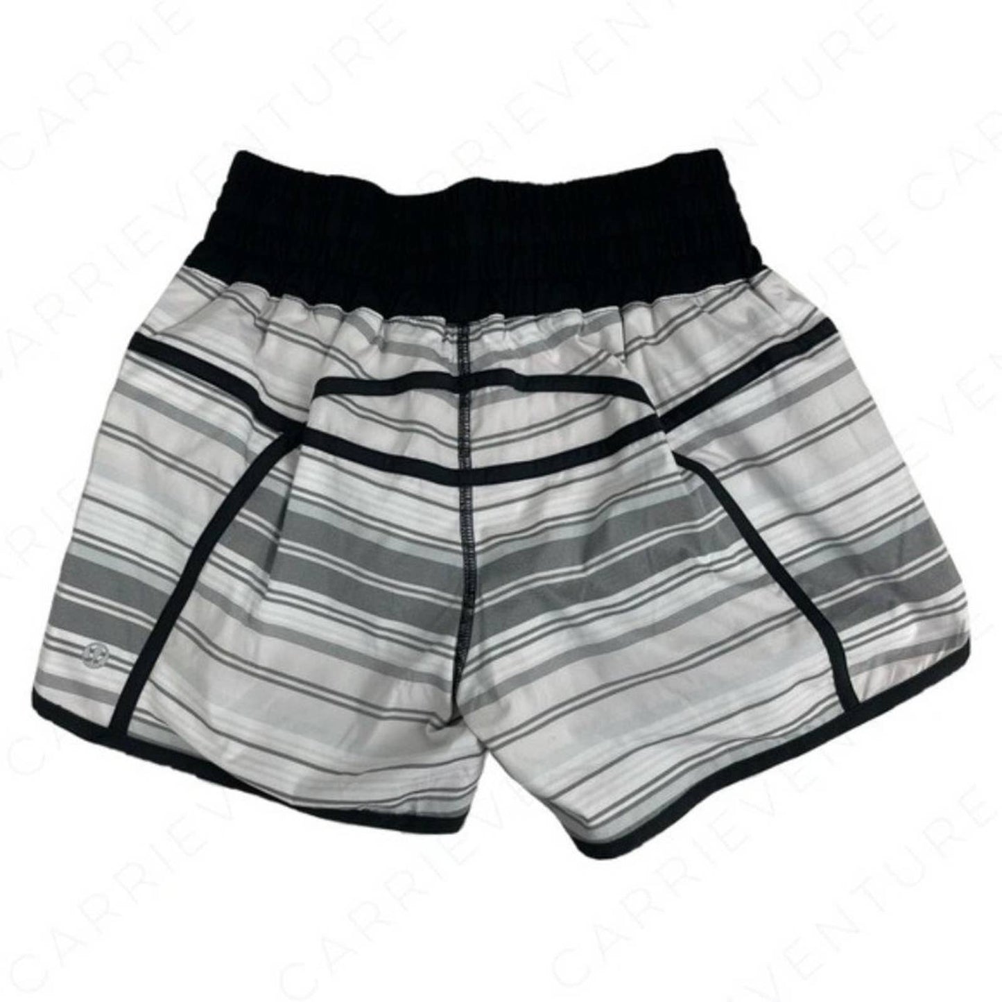NWT Lululemon Tracker II Shorts Mini Groovy Stripe Dune Horizontal Black Silver Size 6