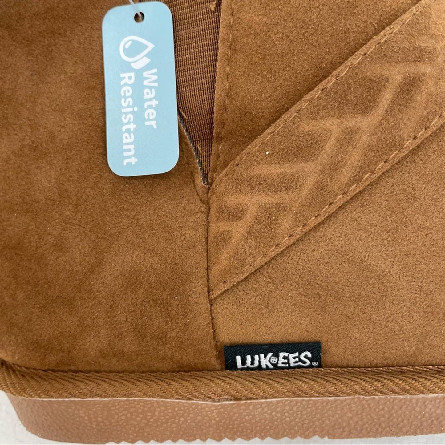 NWT Lukees by Muk Luks Harleen Low Ankle Booties Camel Tan Faux Suede Slippers Size 8