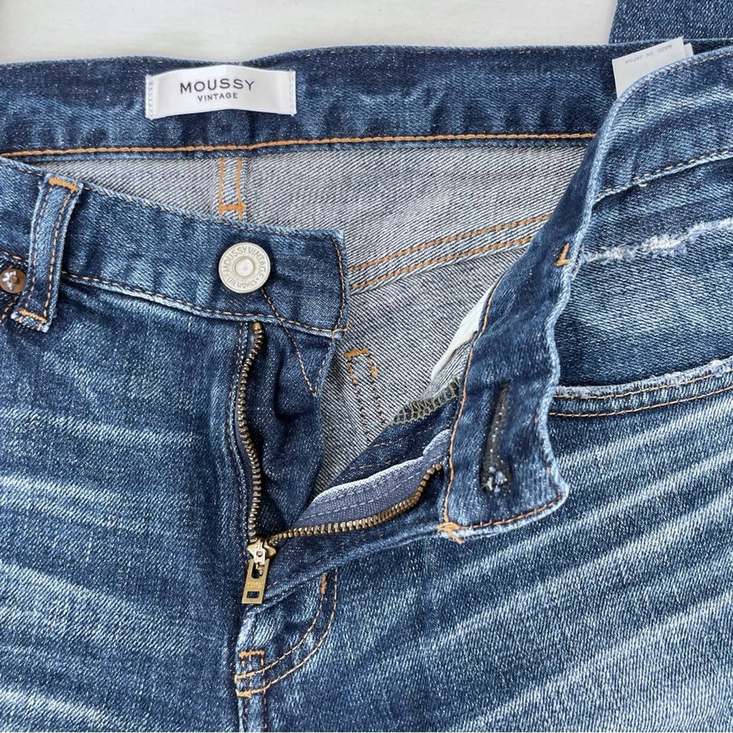 Moussy Glendele Skinny Jeans in Blue 29 Distressed Raw Chewed Hem Style 025DAC12-2111 Size 29