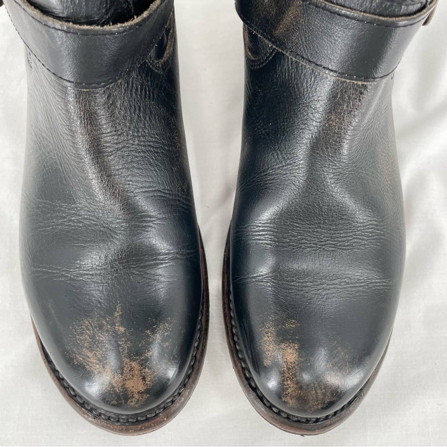 BED|STU Gogo Black Hand Washed Equestrian Engineer Double Zips Pirate Boots Size 7