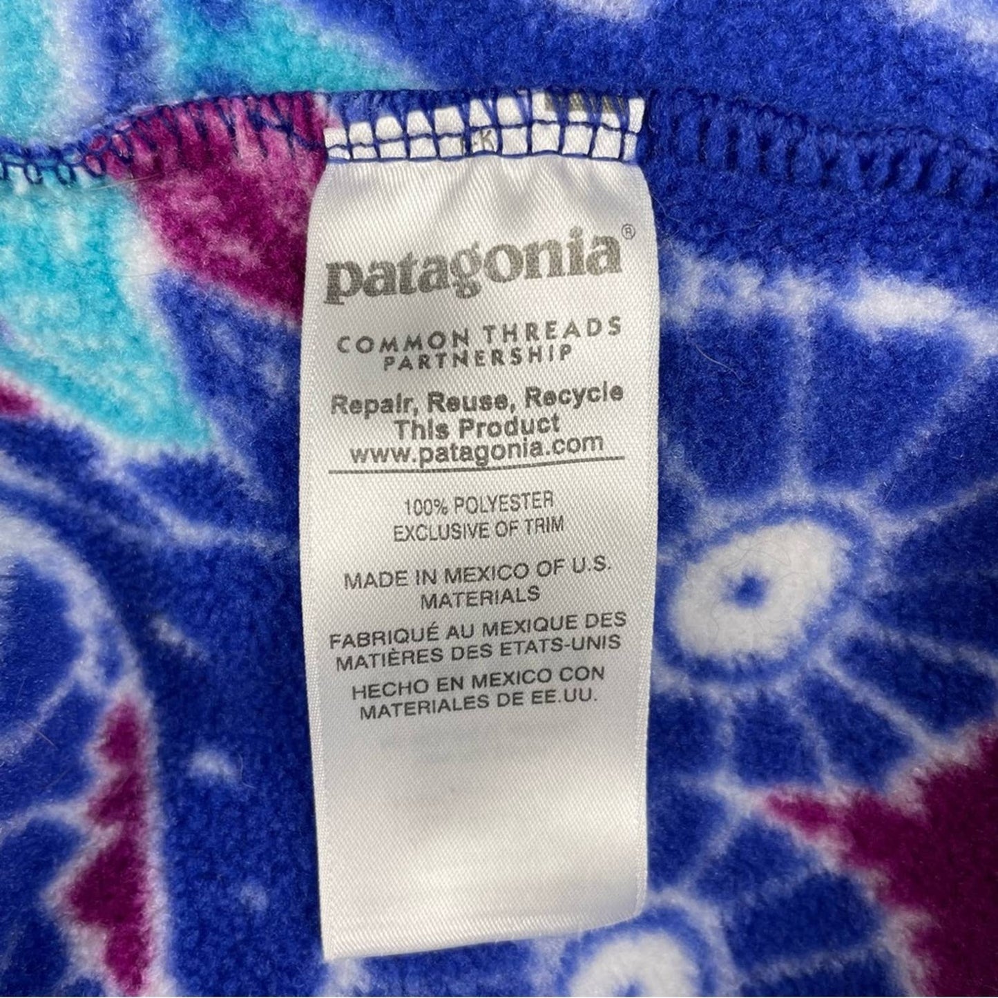 Patagonia Synchilla Moon Owl Harvest Blue Moon Pullover Snap-T Fleece Jacket Size S