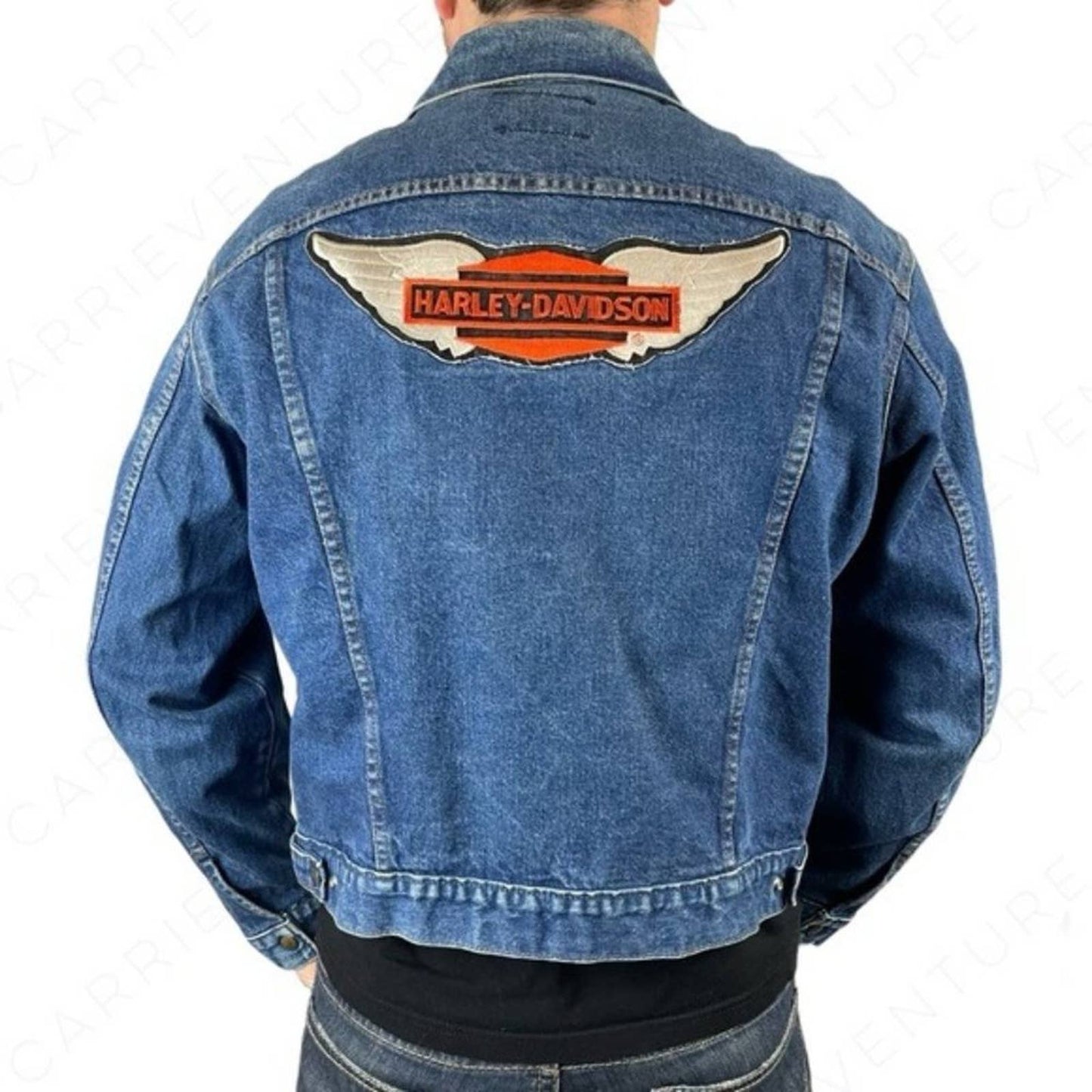 Vintage Harley-Davidson Saddle King 70s DIY Homemade Trucker Jean Jacket Size 48 Reg