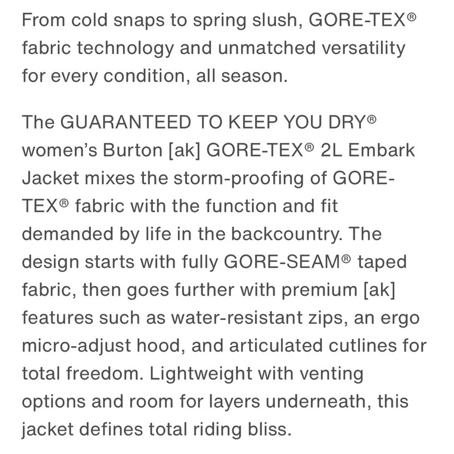 Burton AK 2L Embark Jacket Ski Snowboarding Winter Coat Stripes Grapeseed Print Size S